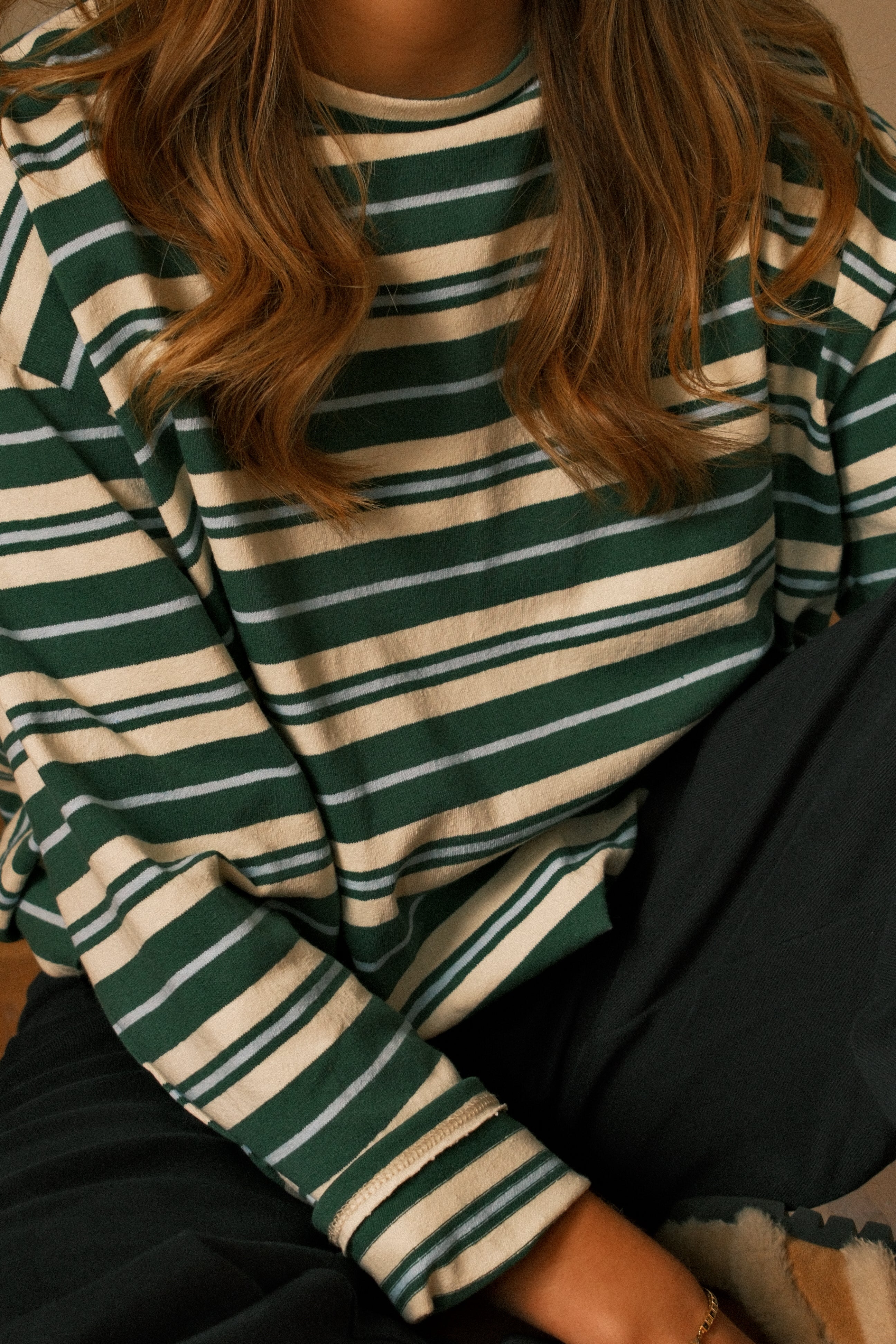 STRIPED ELISE BALLOON LONGSLEEVE GREEN