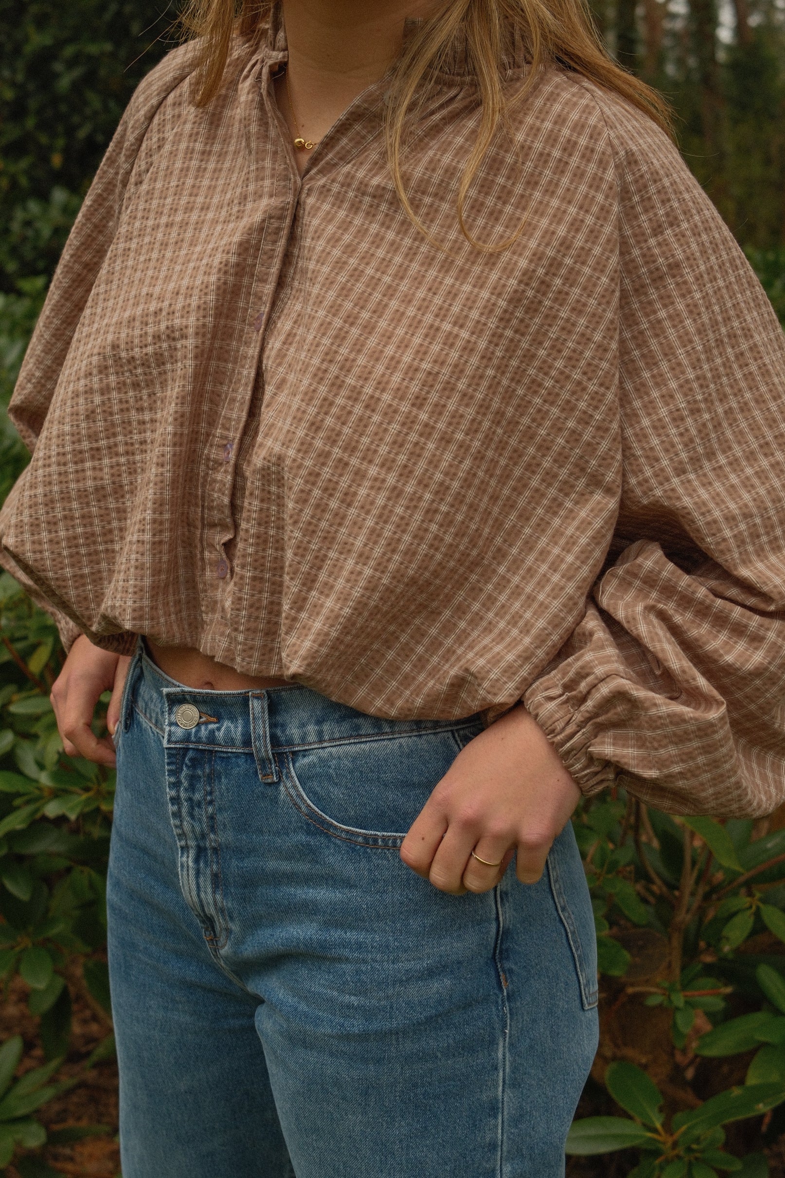 AMÉLIE CHECKED BLOUSE HAZELNUT