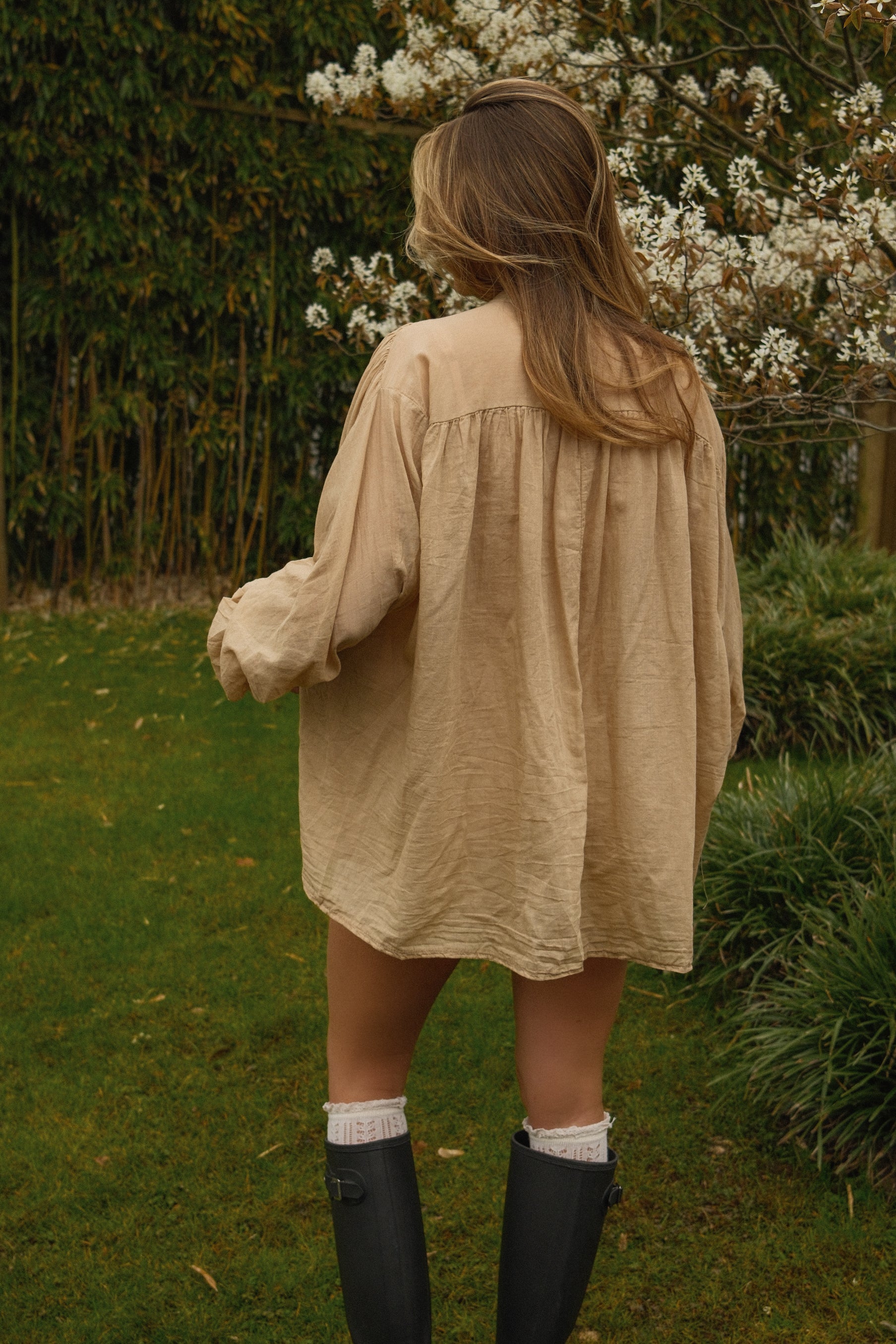 COTTON MAXI BLOUSE CAMEL