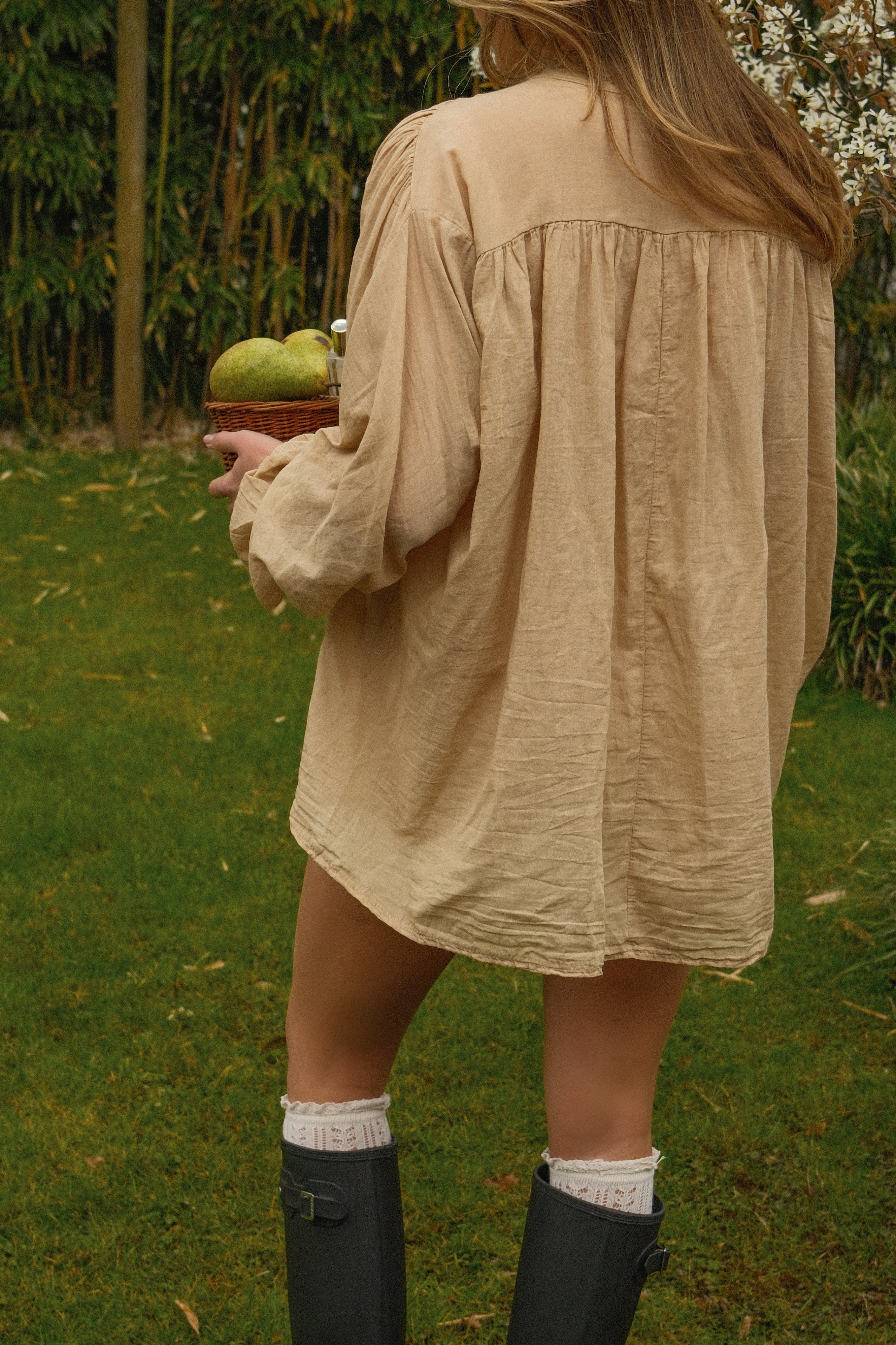 COTTON MAXI BLOUSE CAMEL