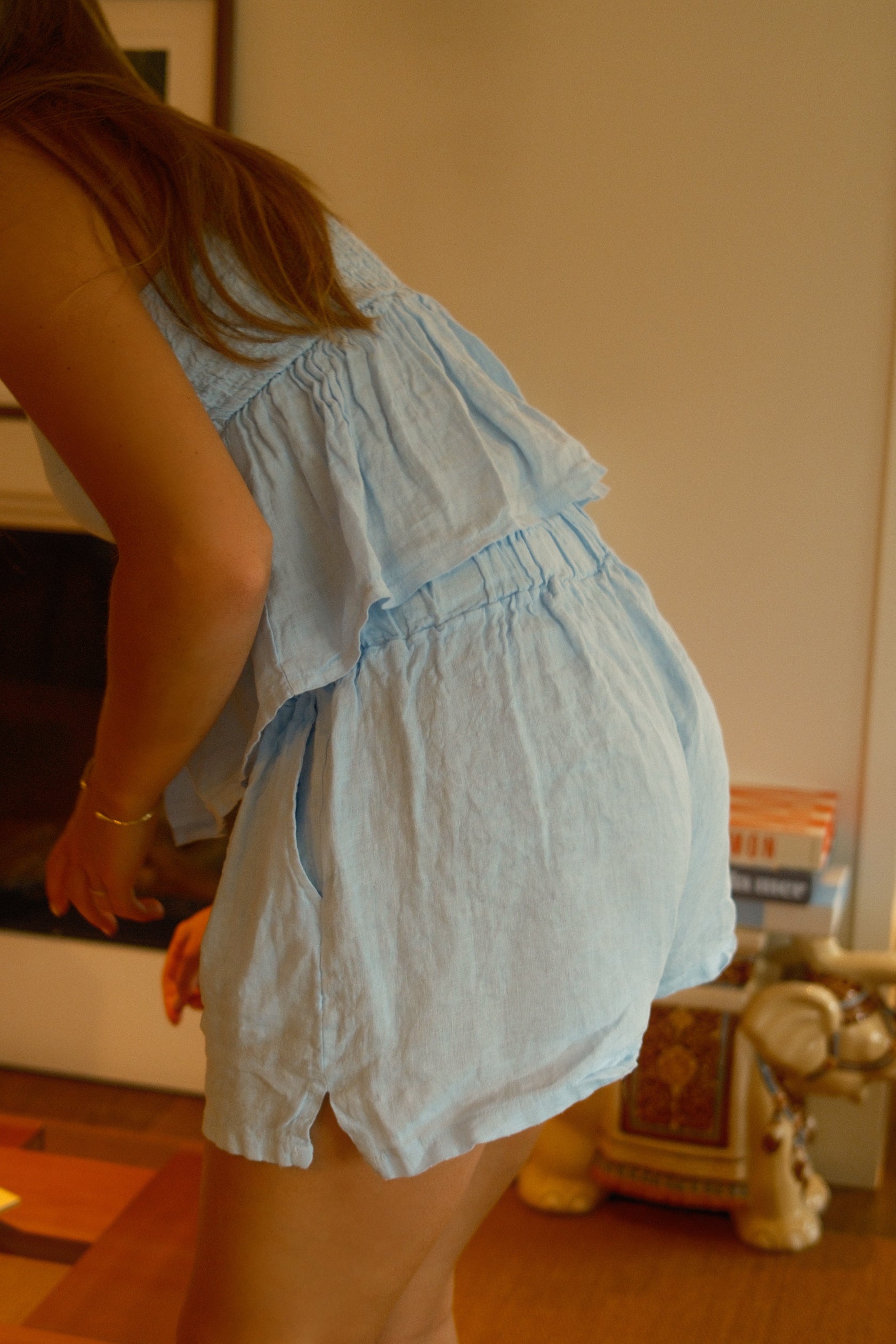 LINNEN MAE SHORT SKY BLUE