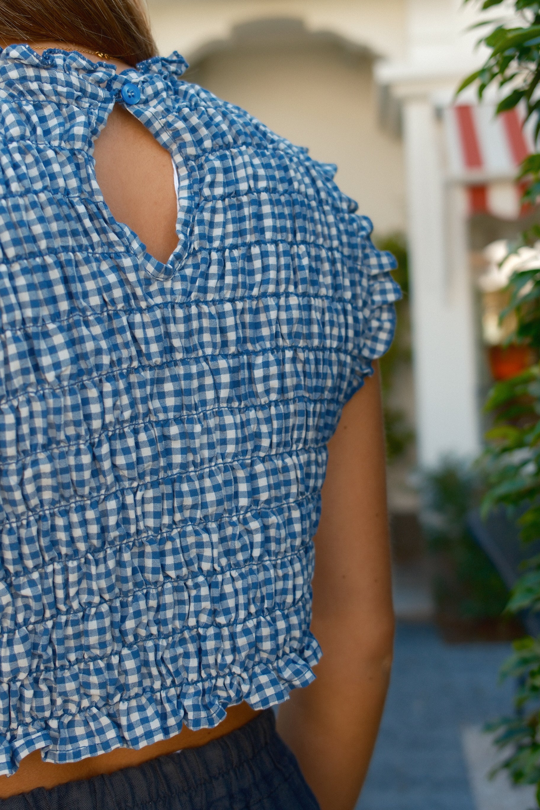 CHARLIE CHECKED TOP NAVY