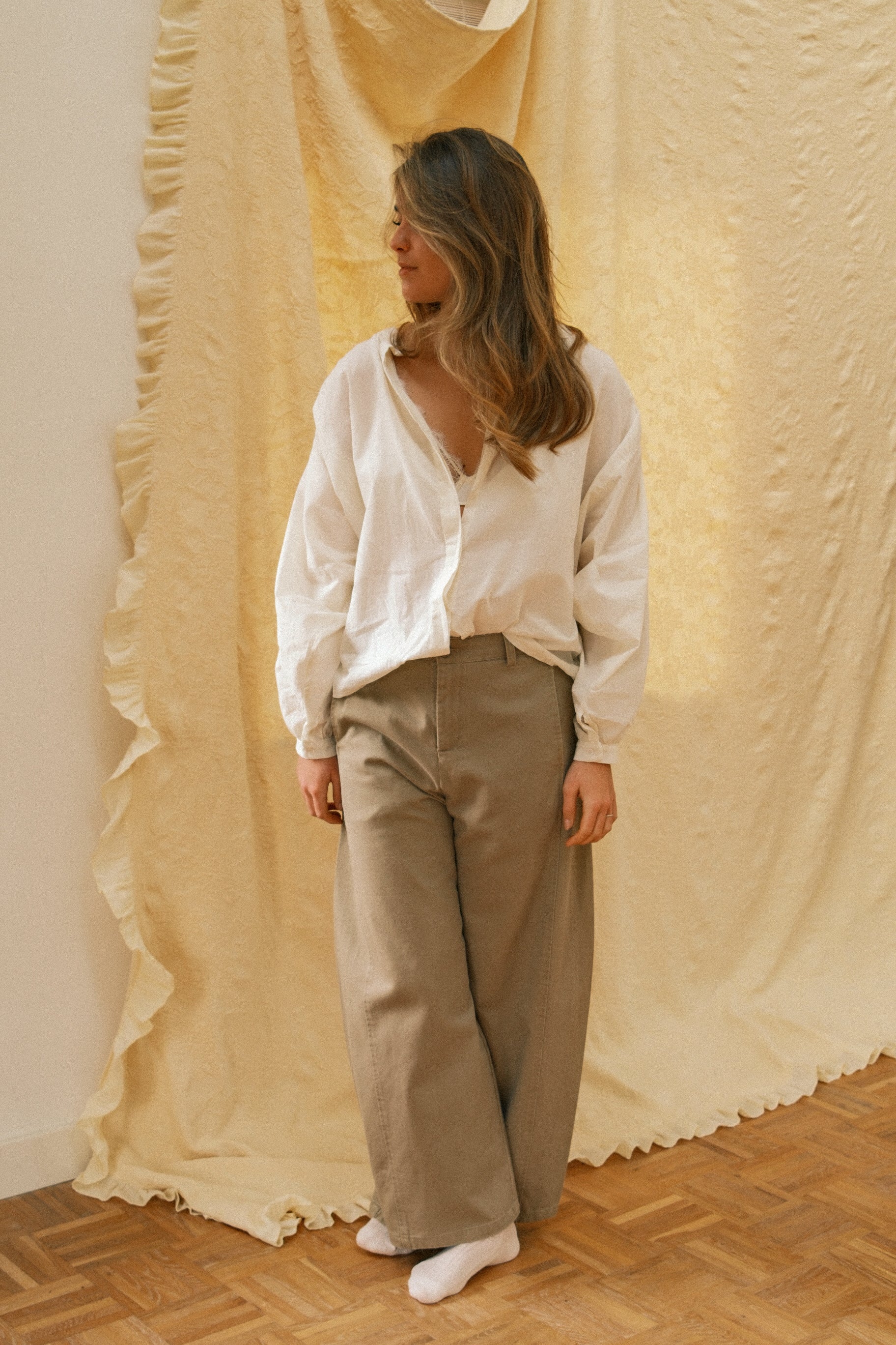 COTTON BALLOON PANTS TAUPE