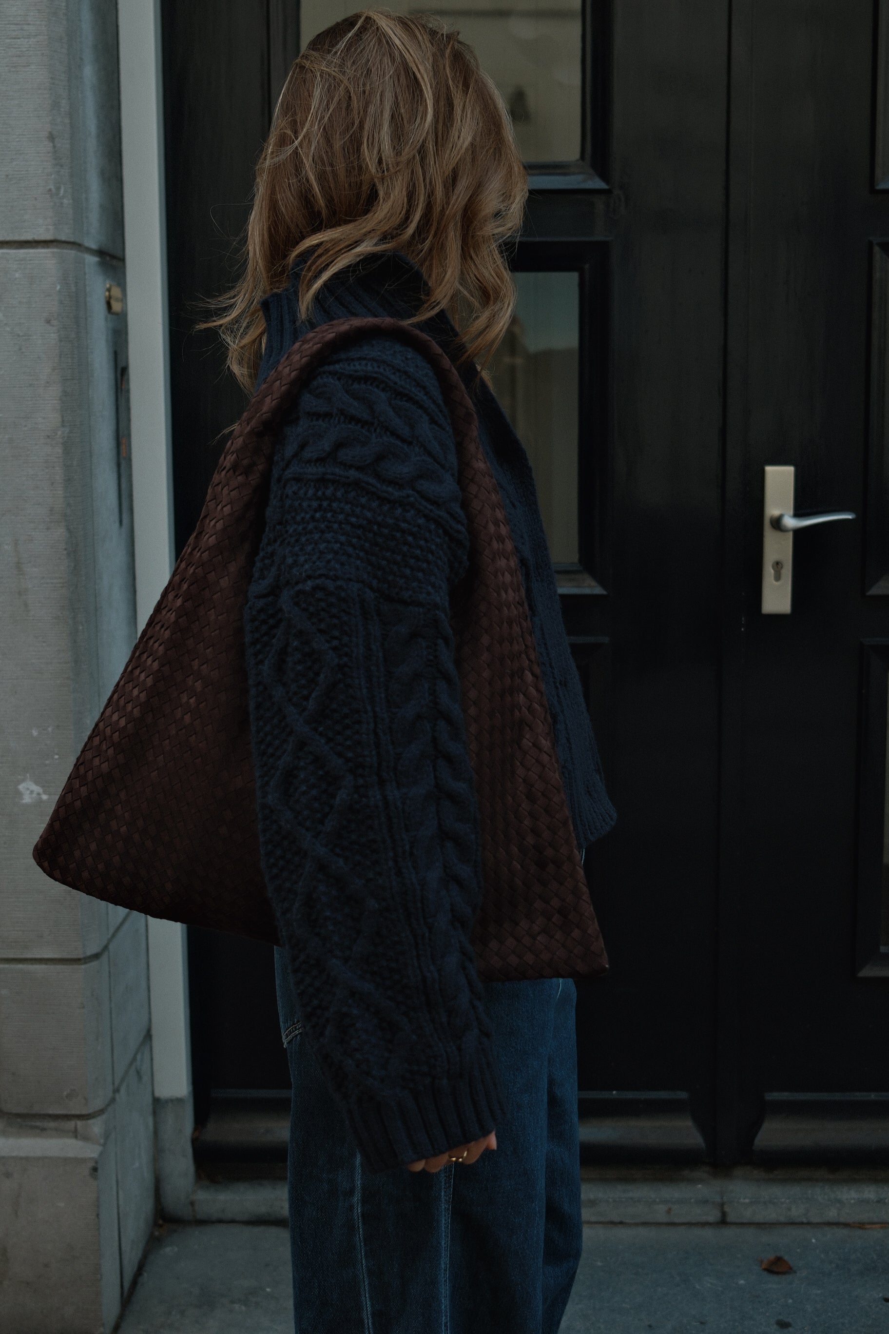 HERITAGE CABLE CARDIGAN NAVY