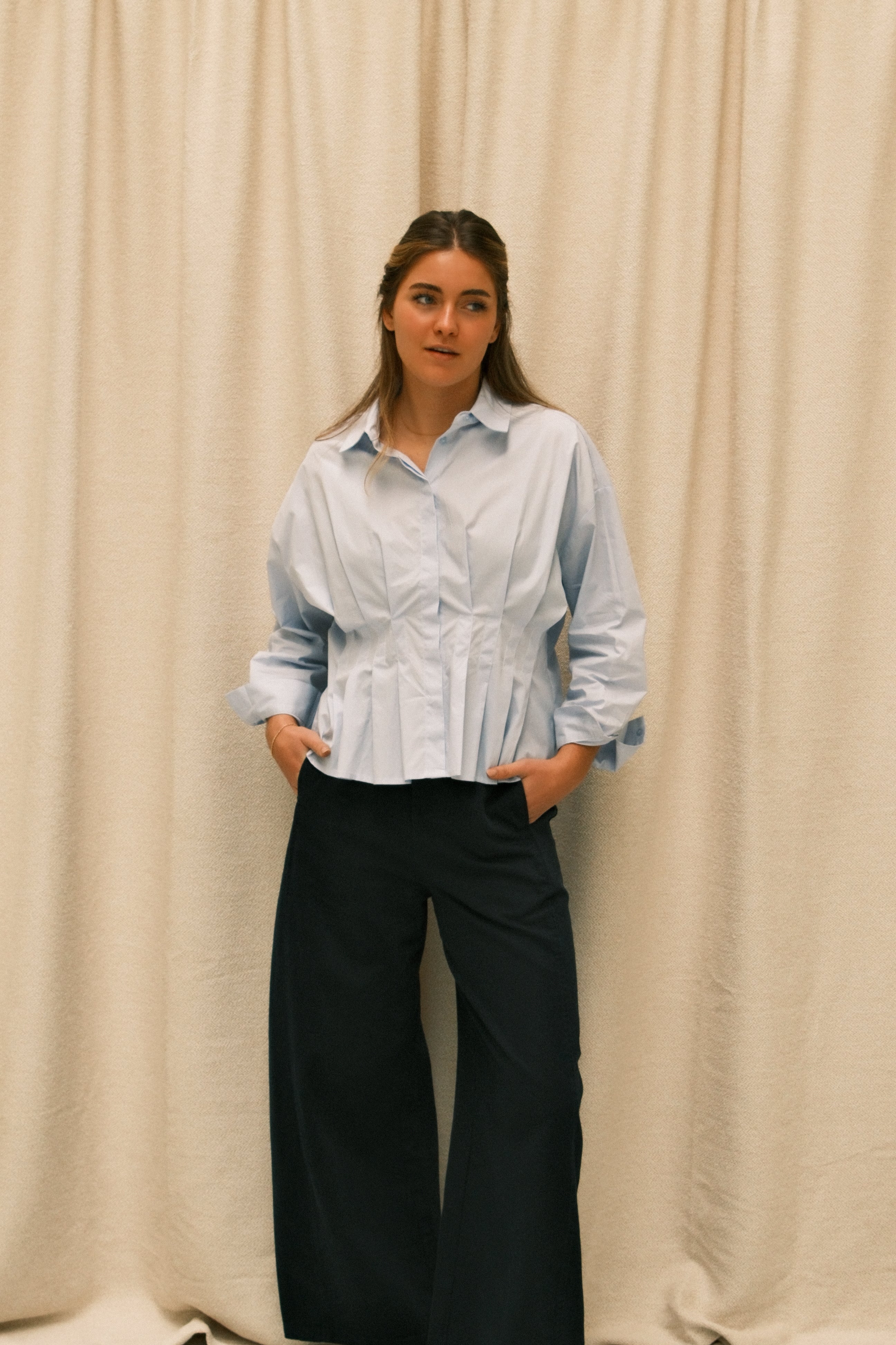 TAILORED COTTON BLOUSE LIGHT BLUE