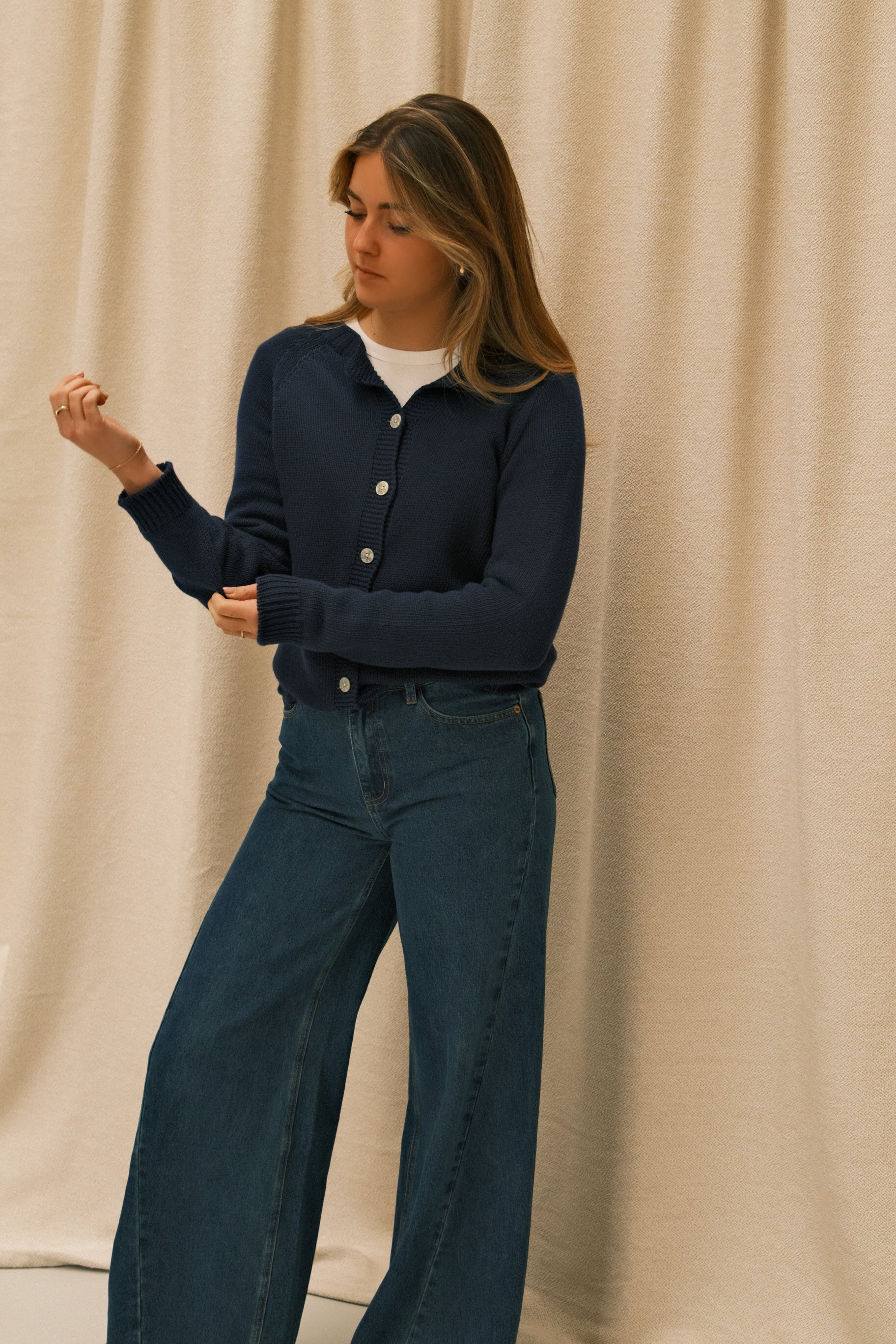 COTTON TESS CARDIGAN NAVY