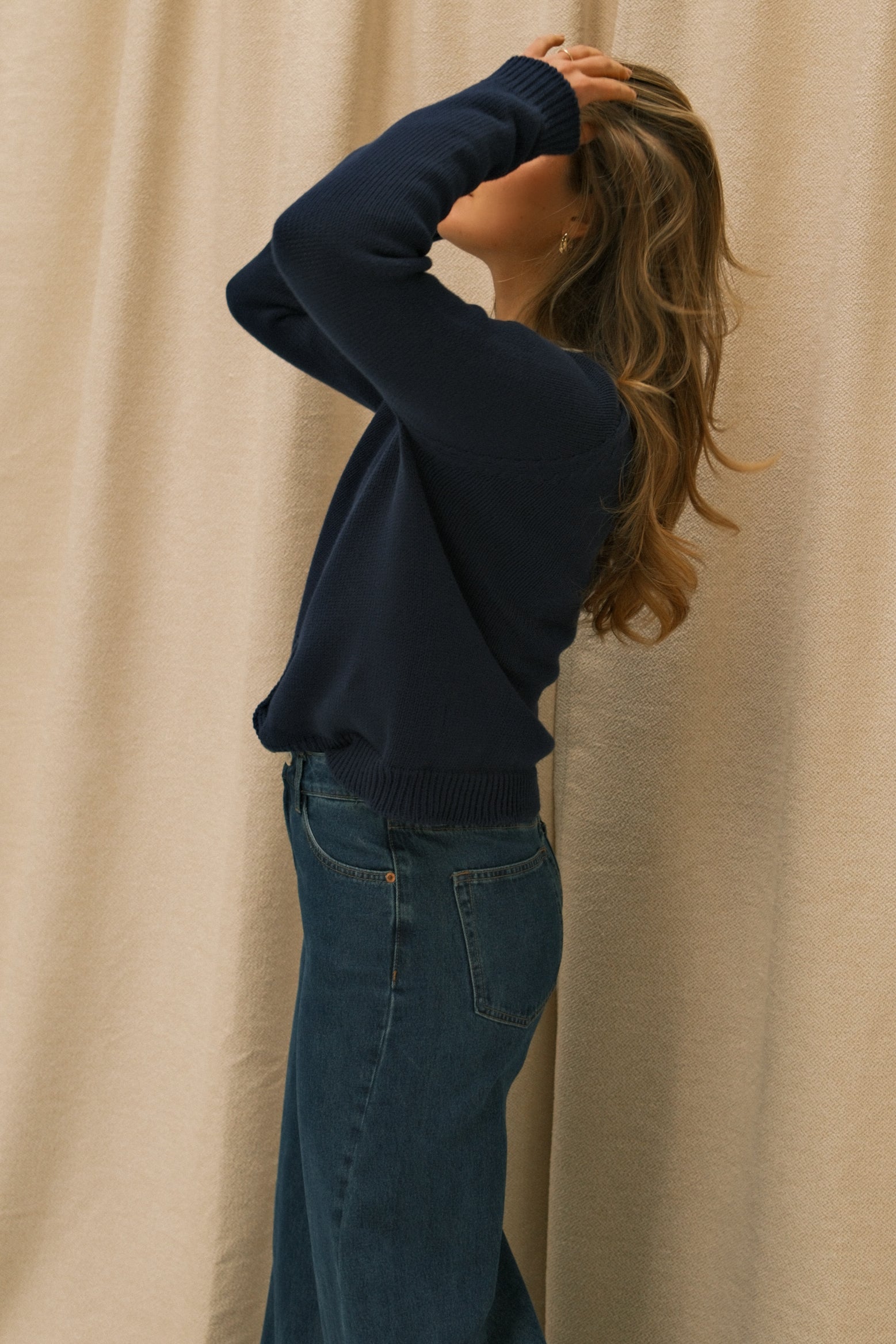 COTTON TESS CARDIGAN NAVY