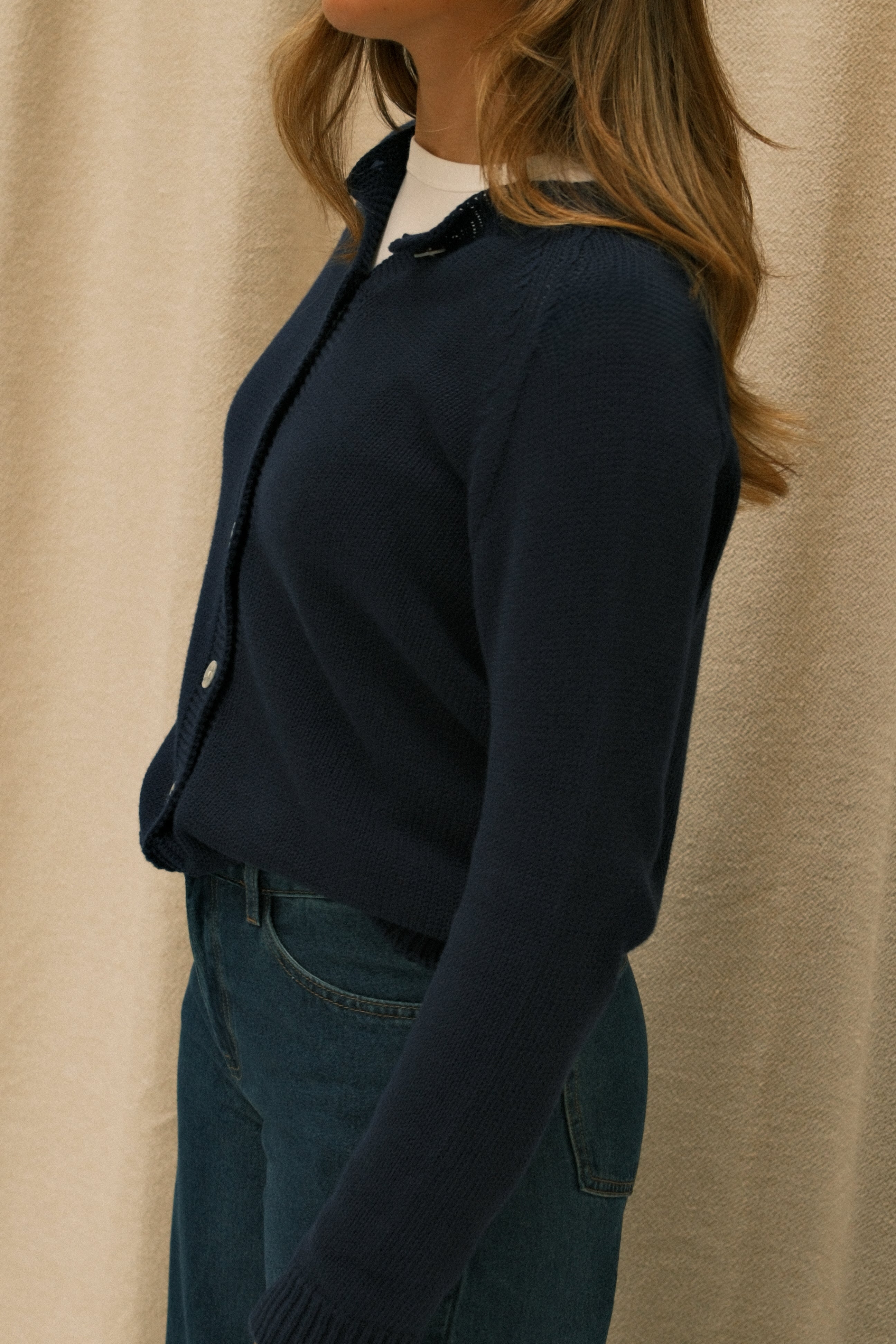 COTTON TESS CARDIGAN NAVY