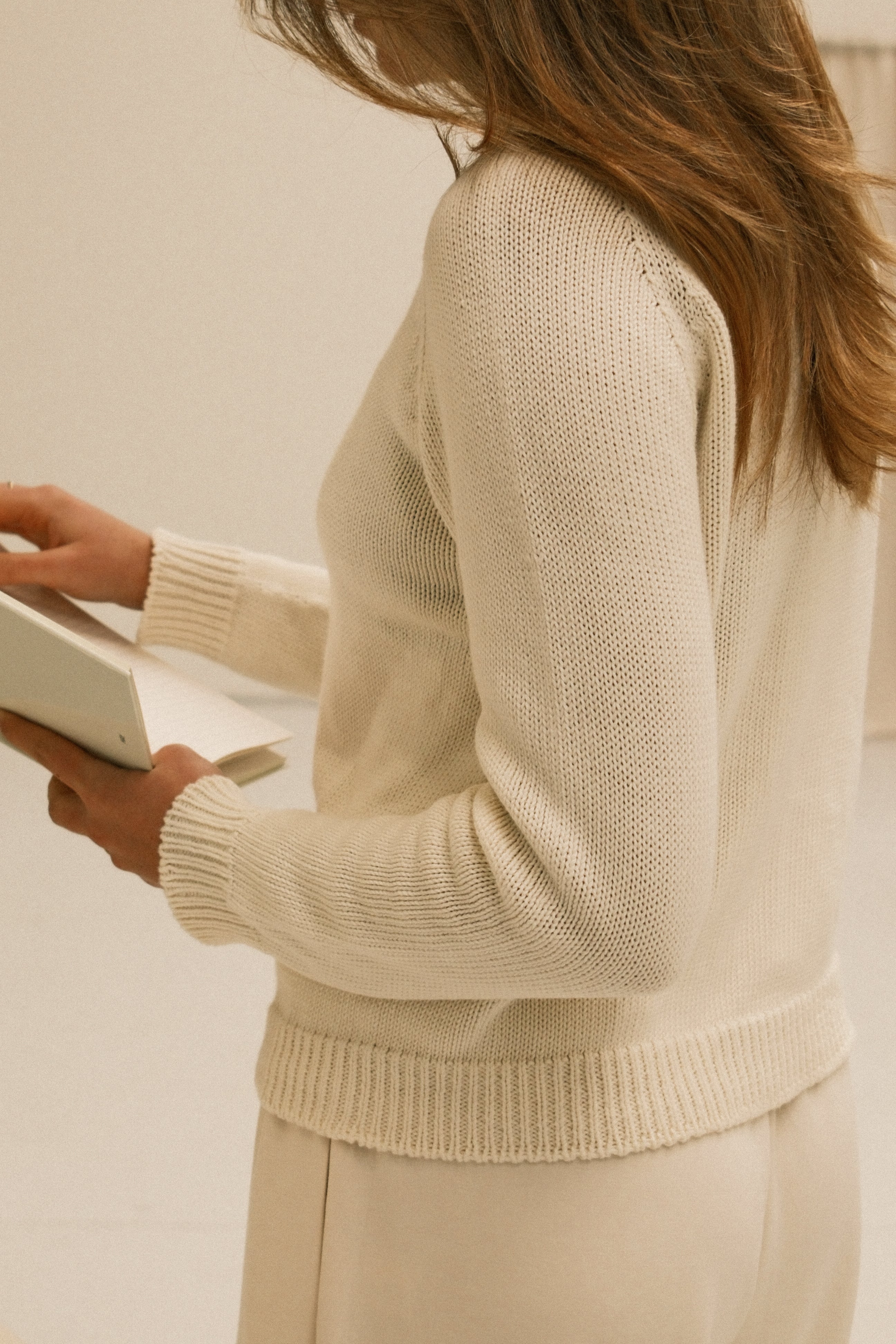 COTTON TESS CARDIGAN ECRU