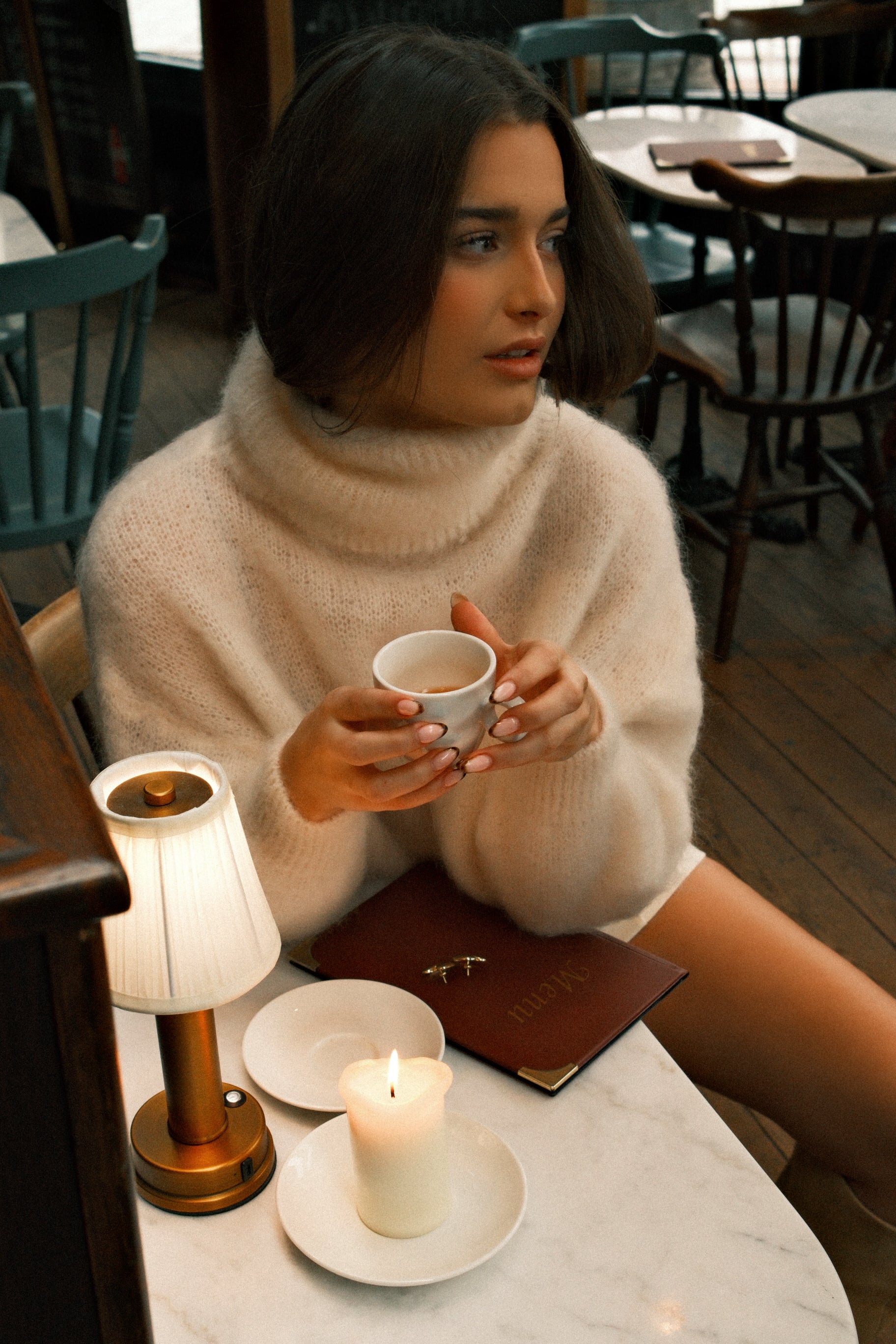 MOHAIR COL KNIT BEIGE