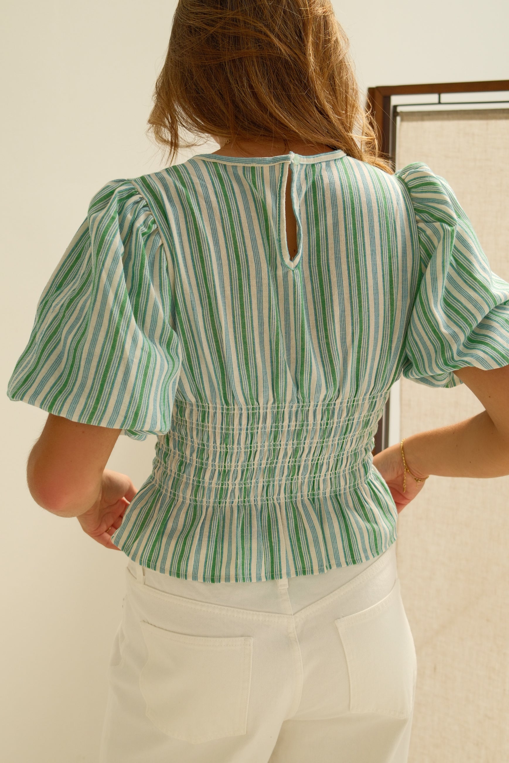 COTTON TAILORED TOP GREEN