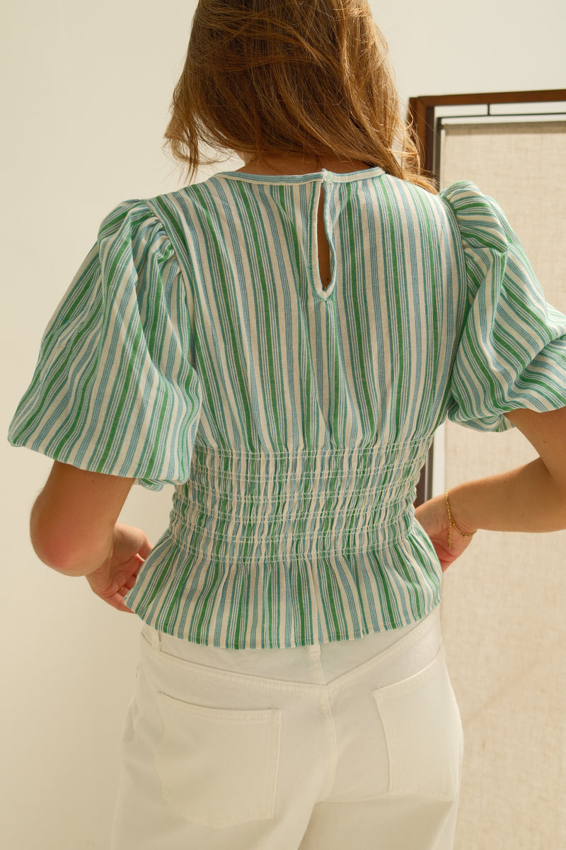 COTTON TAILORED TOP GREEN