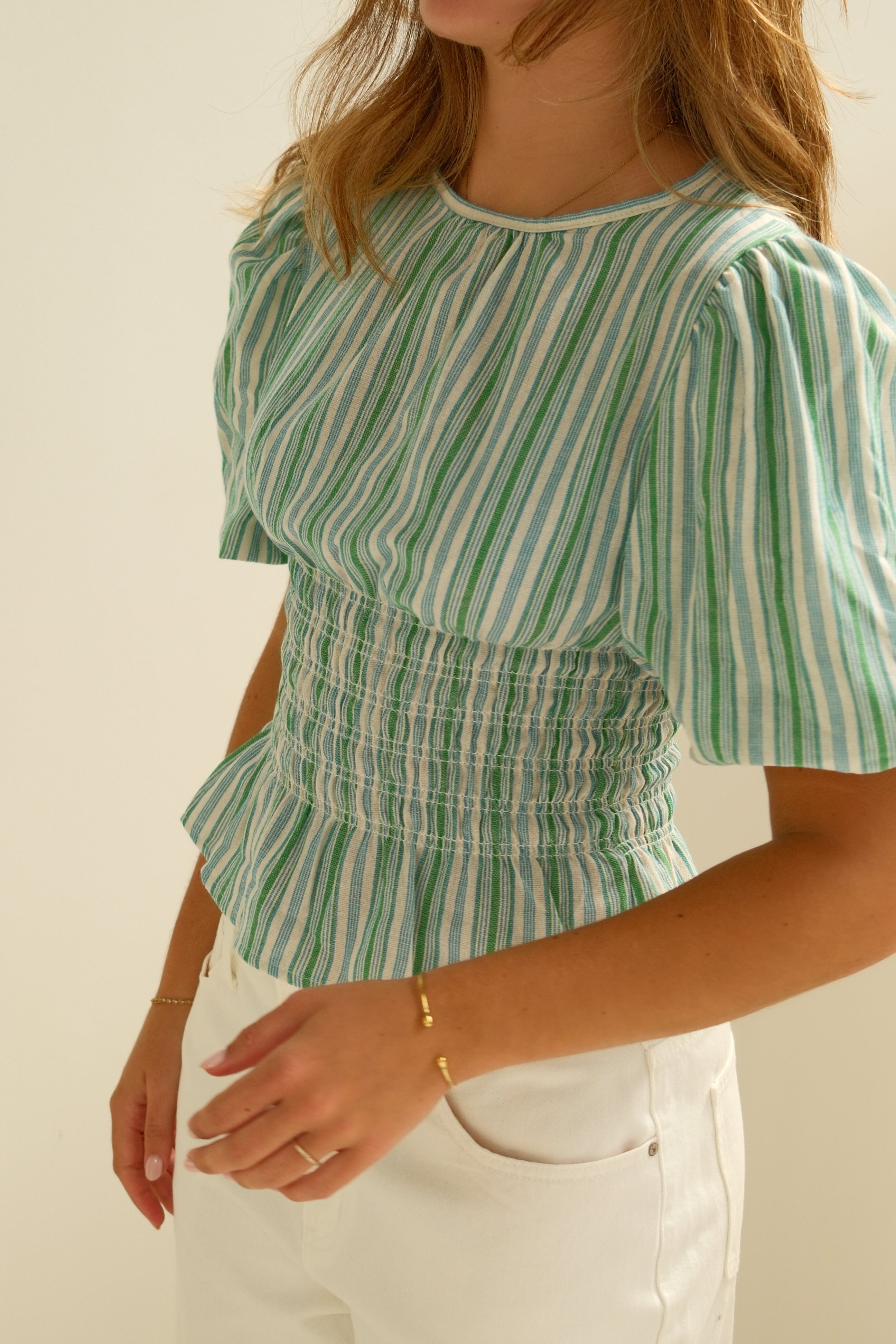 COTTON TAILORED TOP GREEN