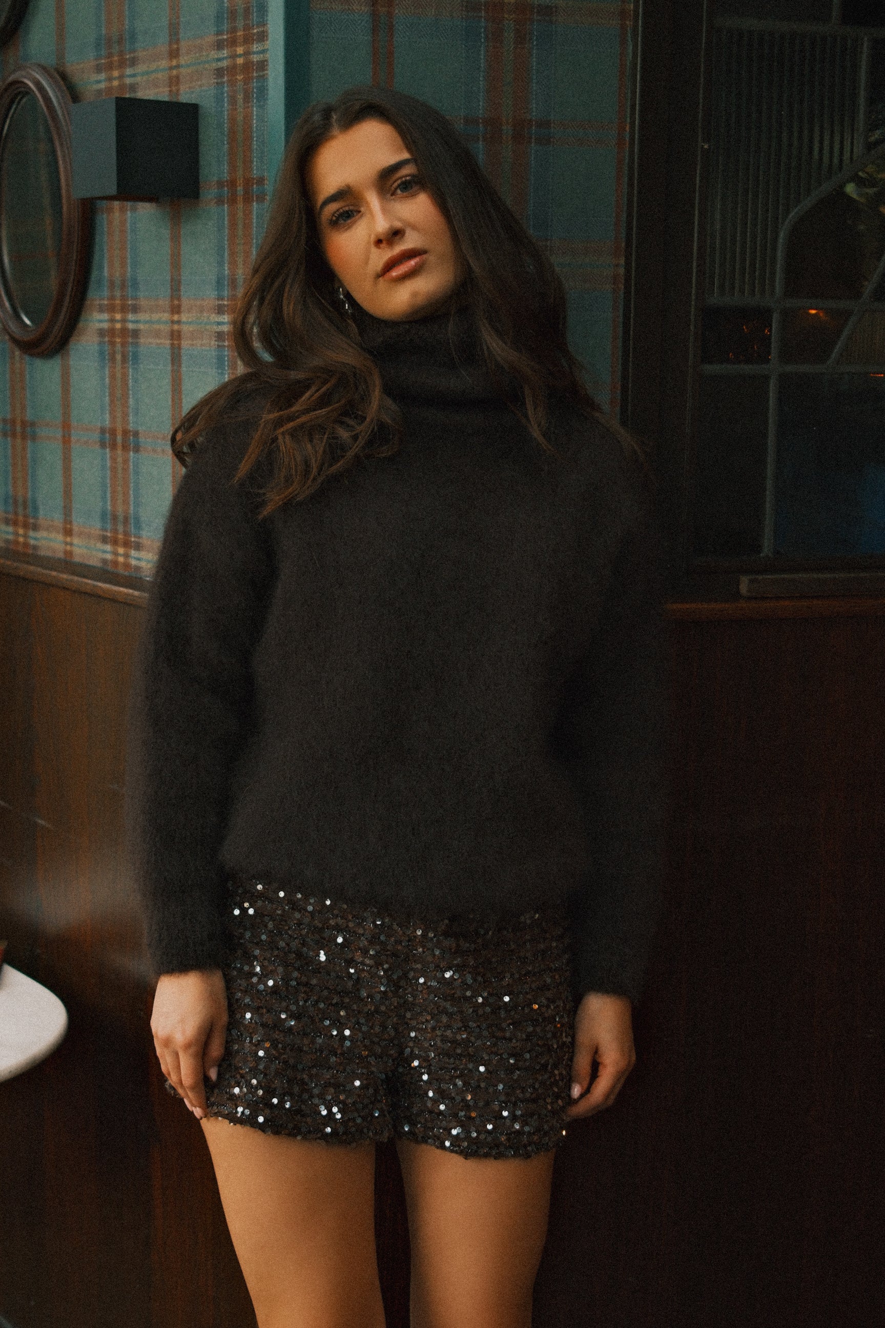 MOHAIR COL KNIT CHOCO