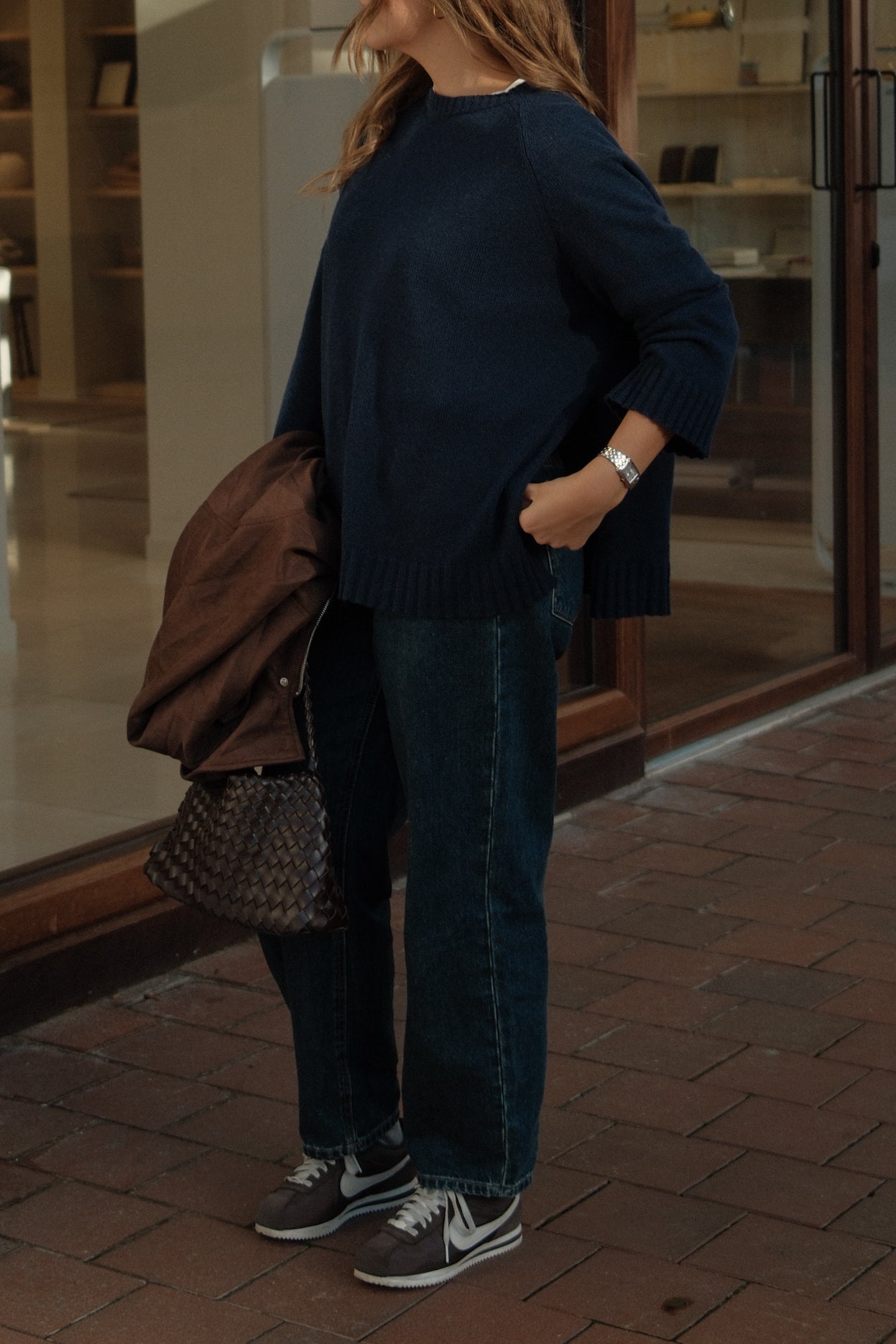 THE CASHMERE BLEND SPLIT KNIT NAVY