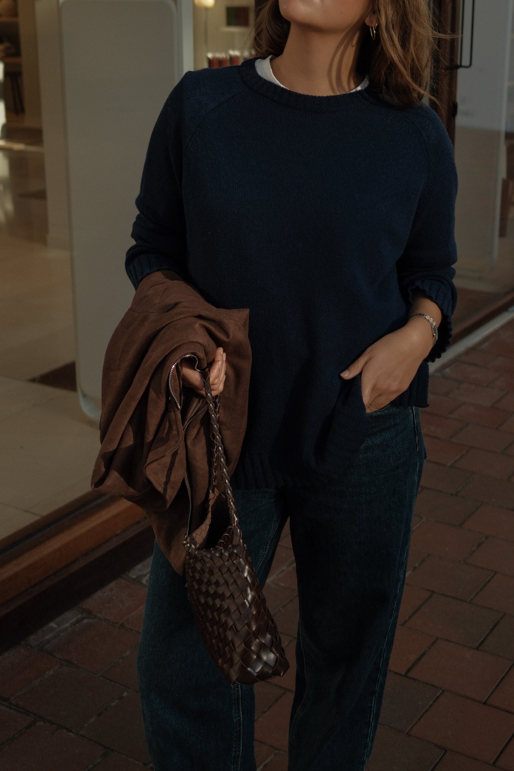 THE CASHMERE BLEND SPLIT KNIT NAVY