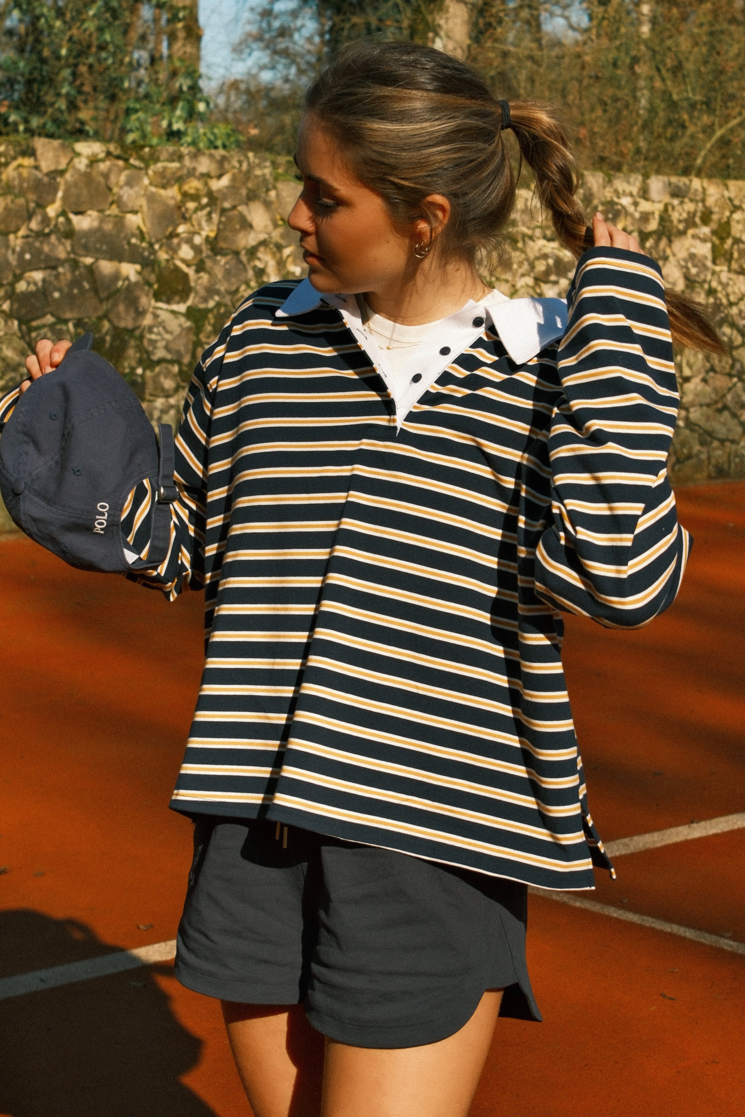 STRIPED HAILEY POLO NAVY