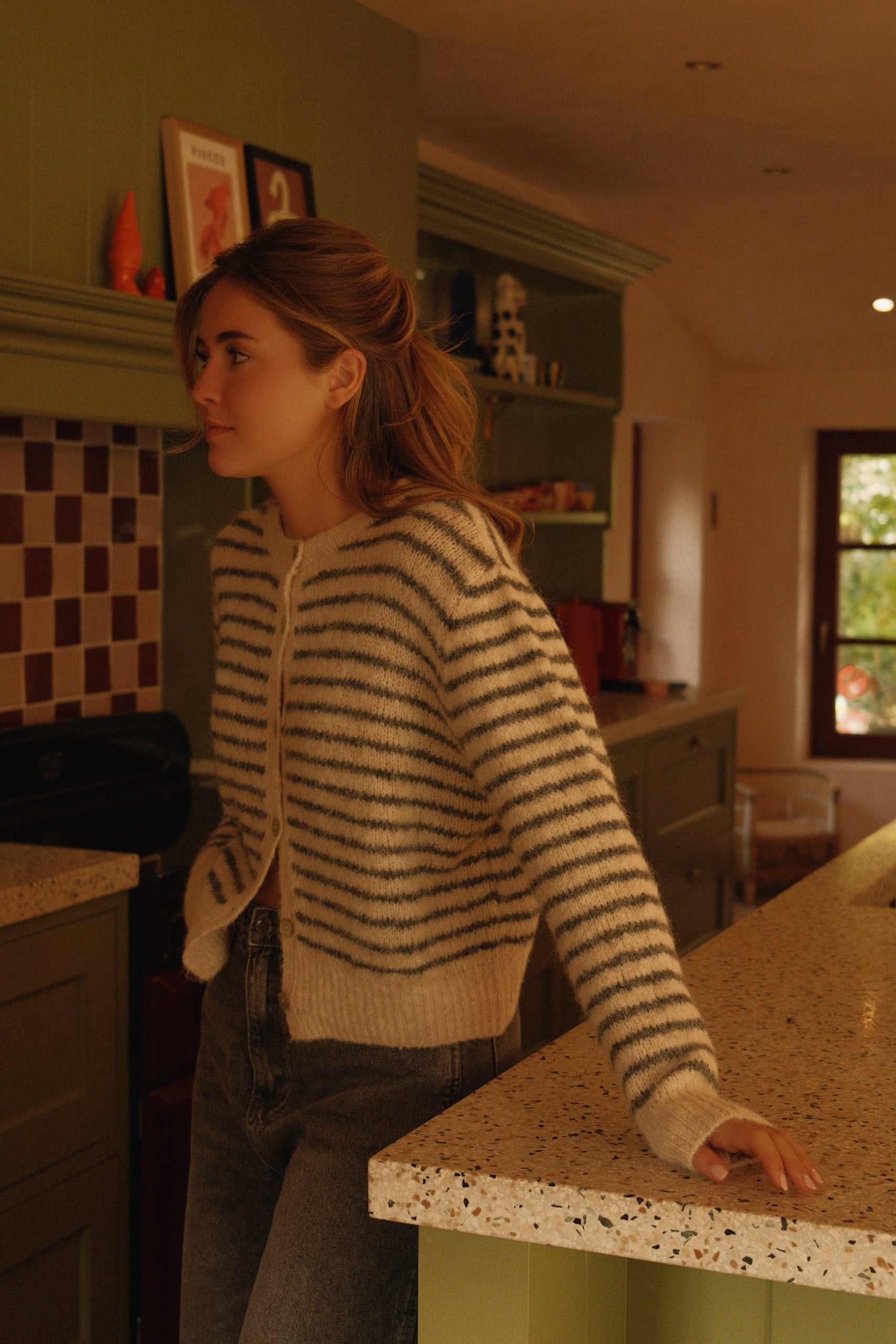 THE CHARLOTTE CARDIGAN STRIPED GREY