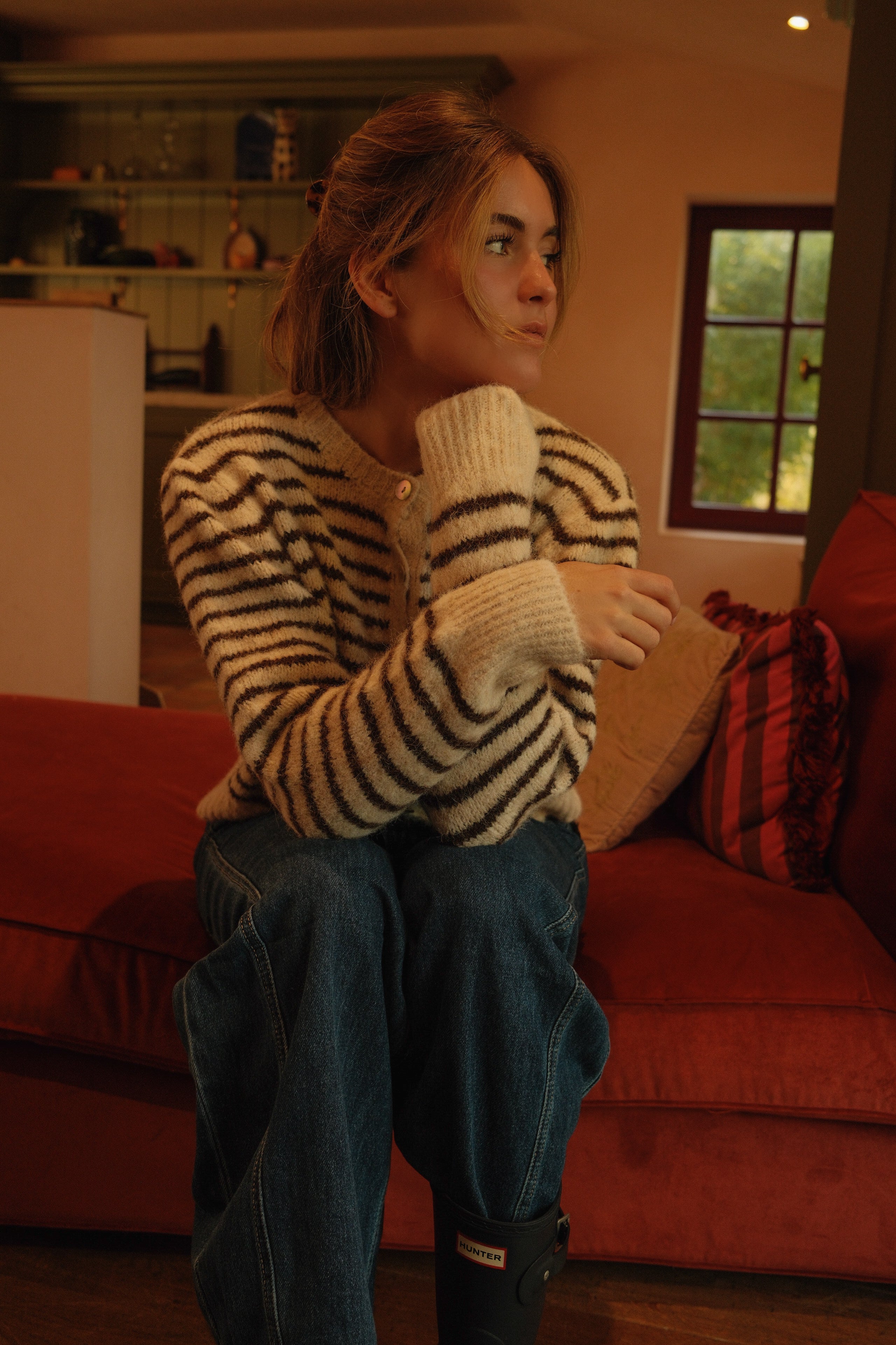 THE CHARLOTTE CARDIGAN STRIPED CHOCO