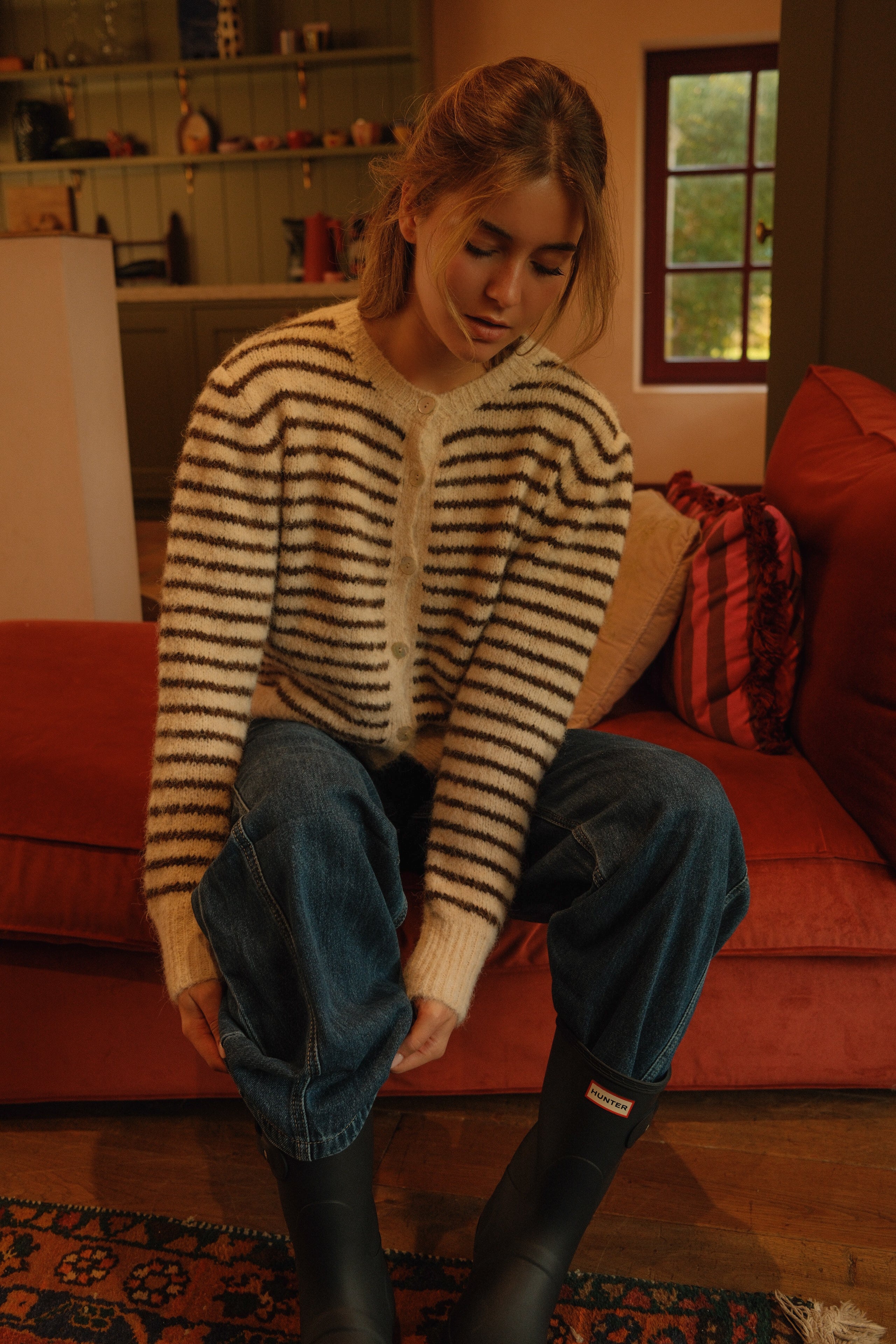 THE CHARLOTTE CARDIGAN STRIPED CHOCO