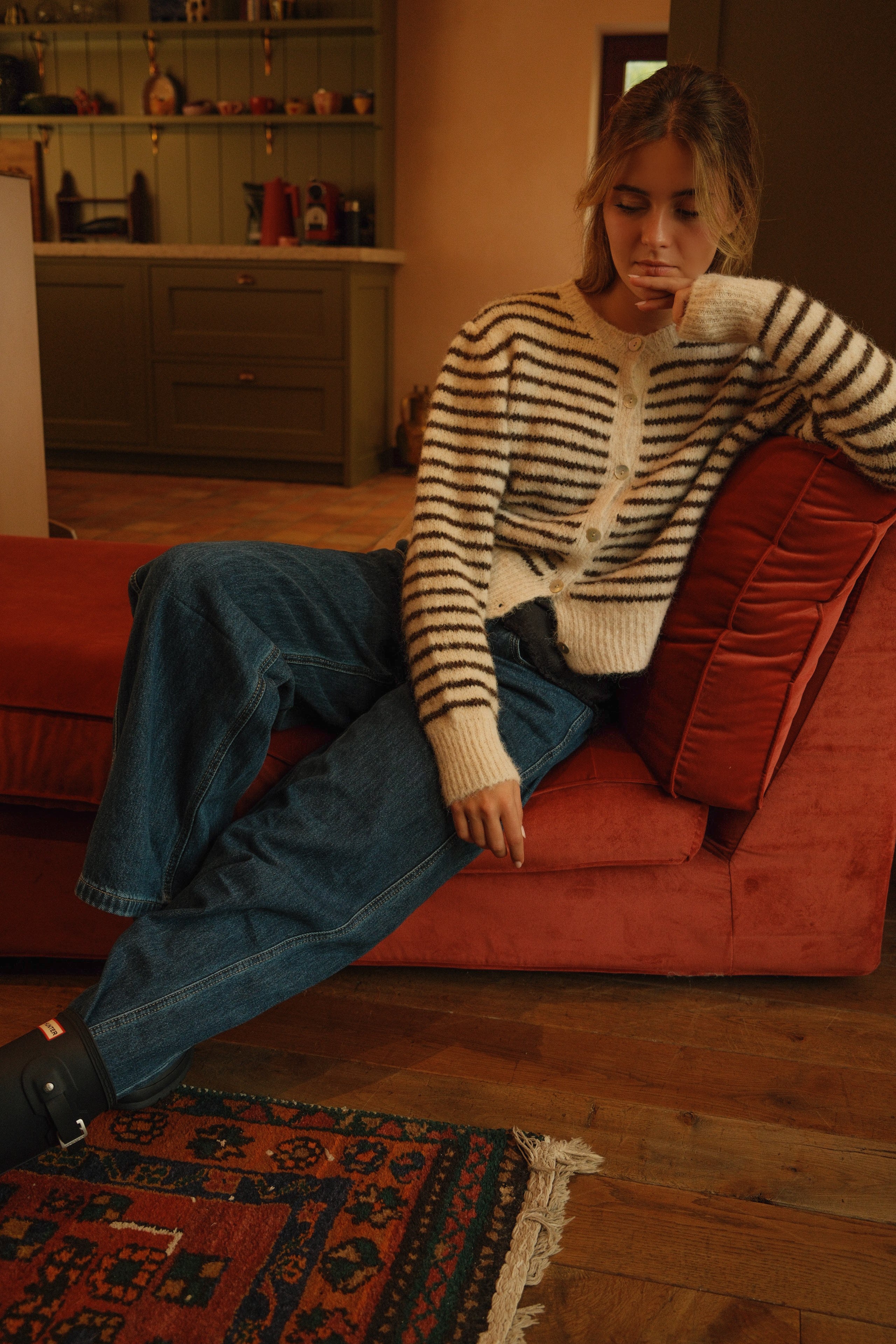 THE CHARLOTTE CARDIGAN STRIPED CHOCO