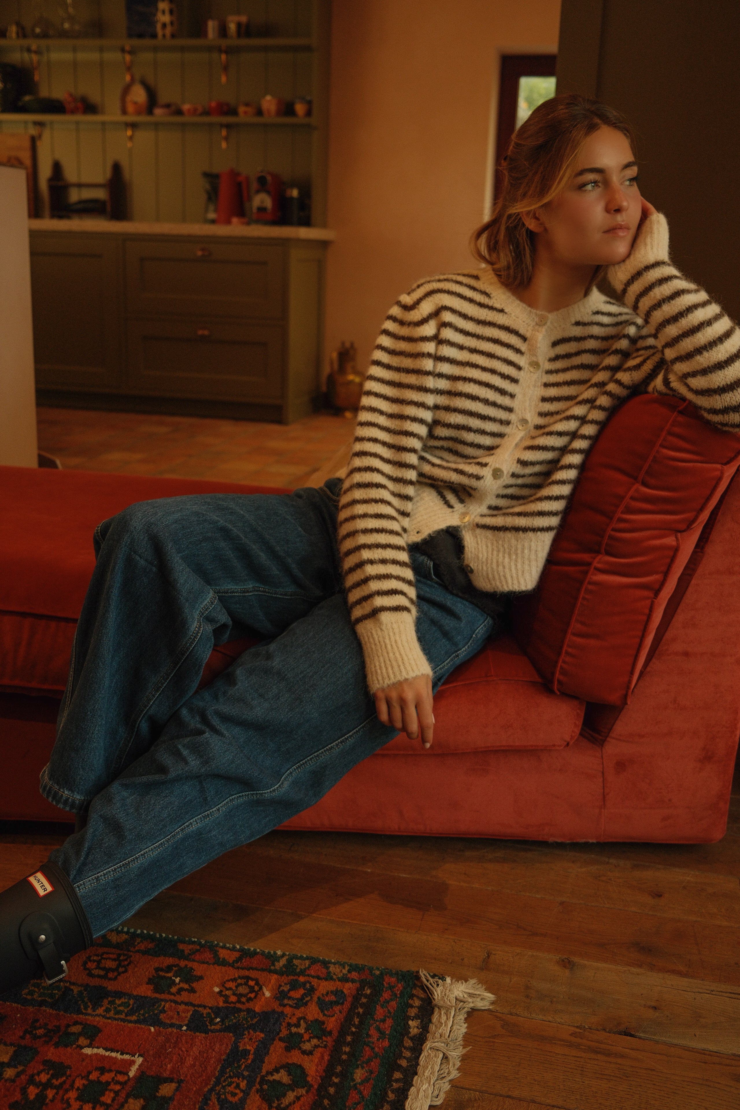 THE CHARLOTTE CARDIGAN STRIPED CHOCO