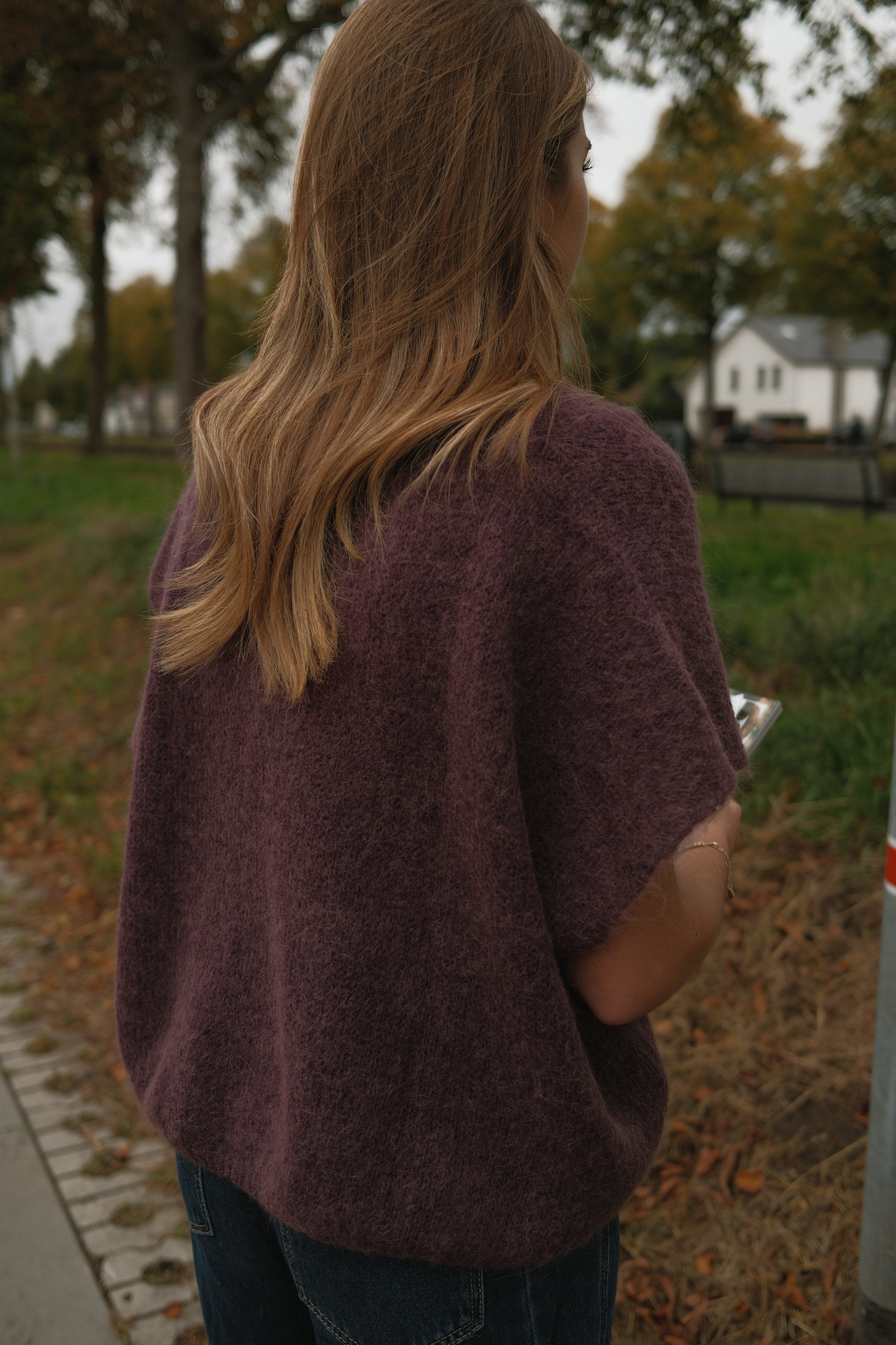 OVERSIZED ALPACA SPENCER AUBERGINE