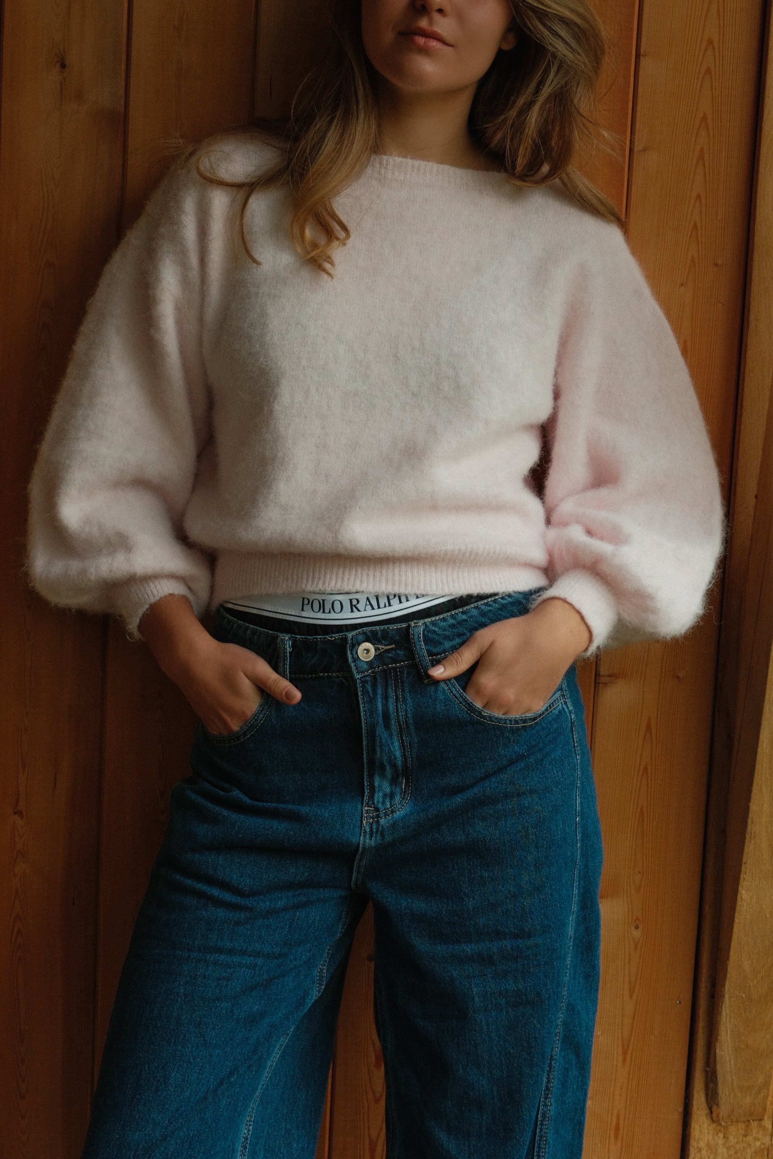 OFF SHOULDER KNIT BABY PINK