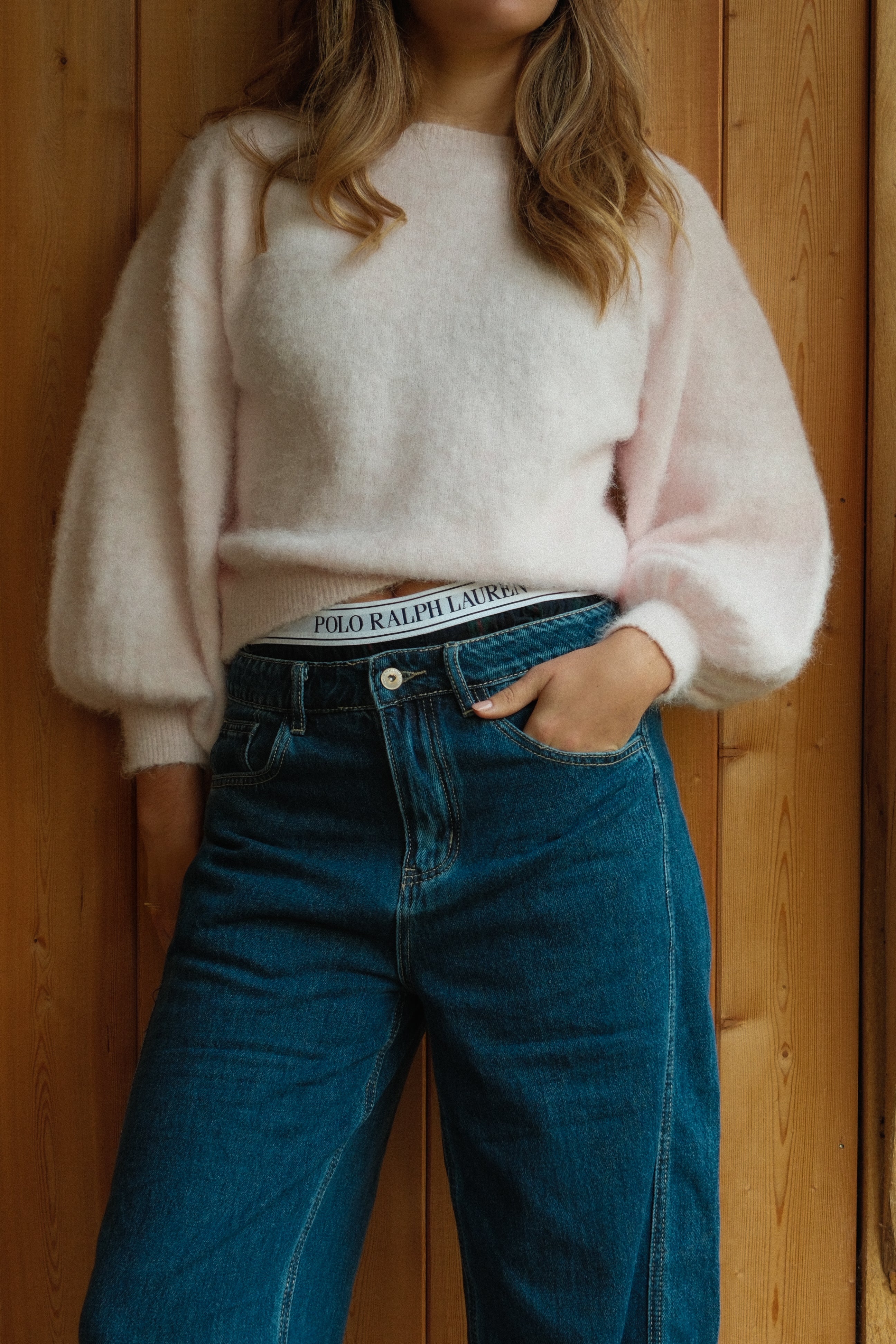 OFF SHOULDER KNIT BABY PINK