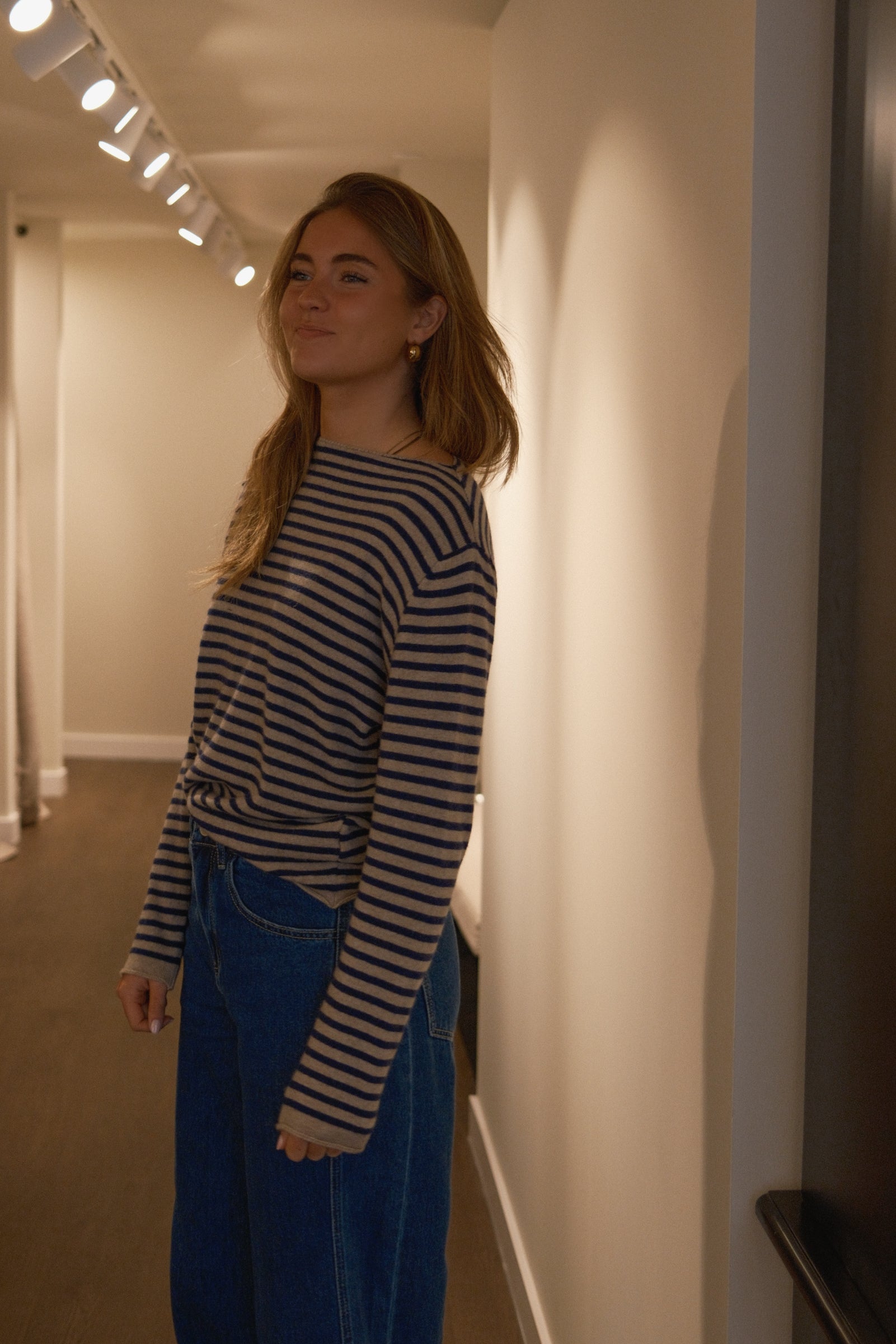 CASHMERE WOOLMIX KNIT STRIPED NAVY