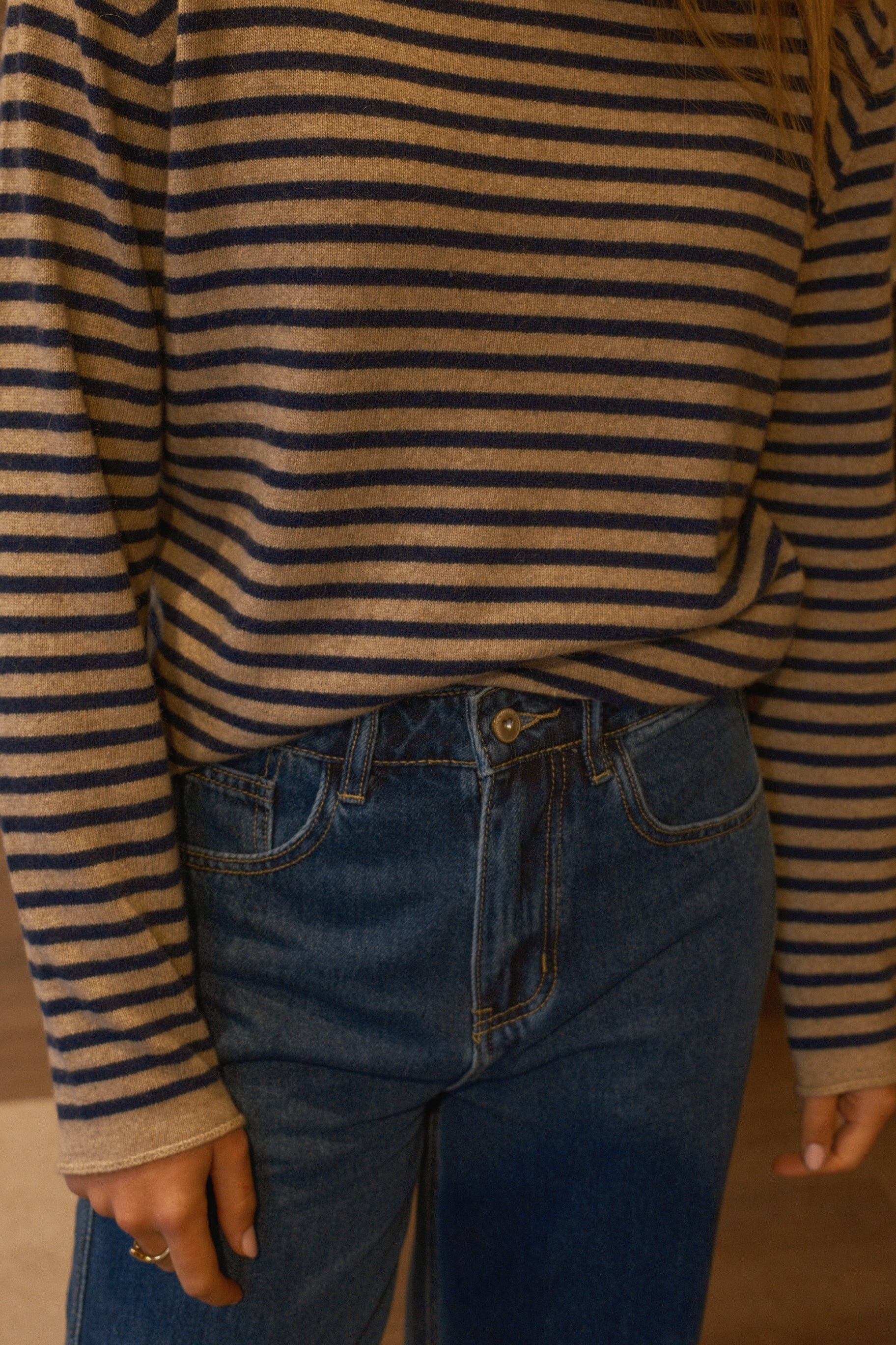 CASHMERE WOOLMIX KNIT STRIPED NAVY