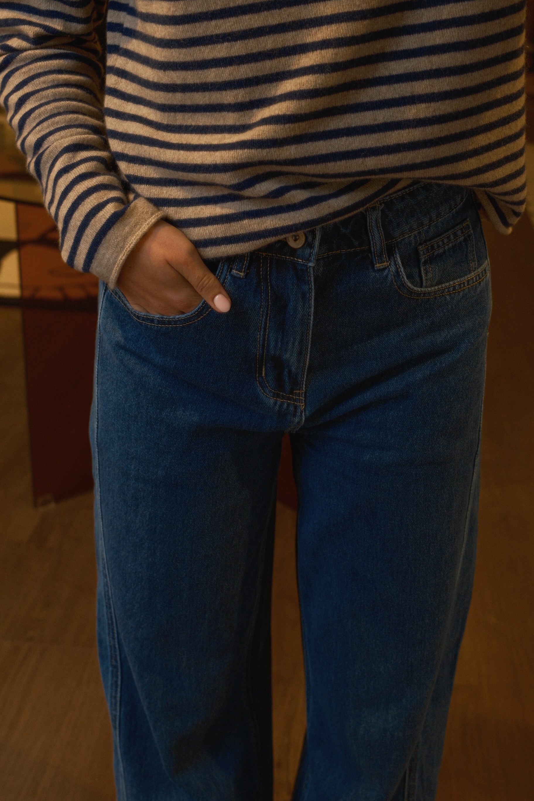CASHMERE WOOLMIX KNIT STRIPED NAVY