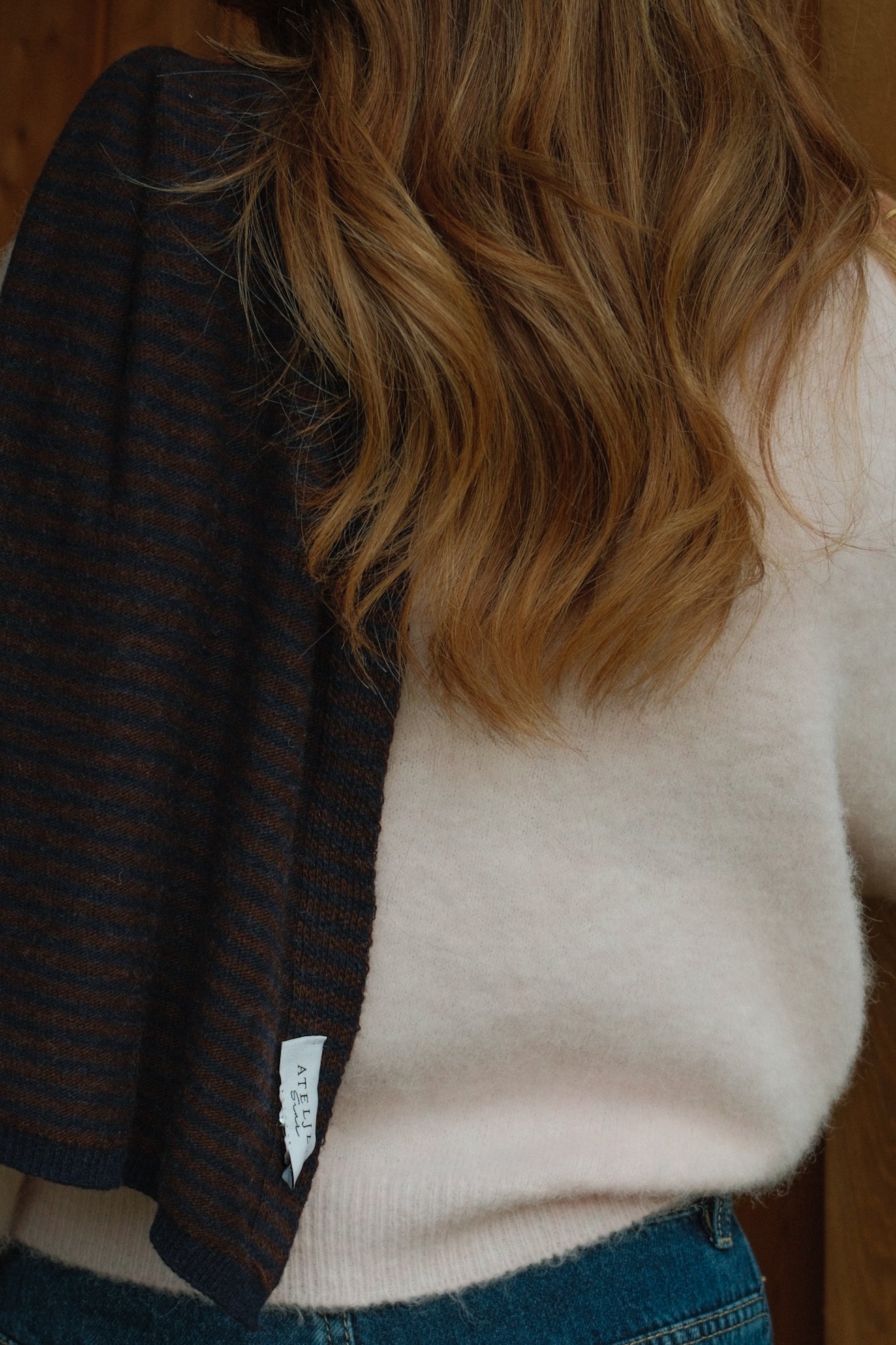 A/S SCARF STRIPED NAVY/CHOCO