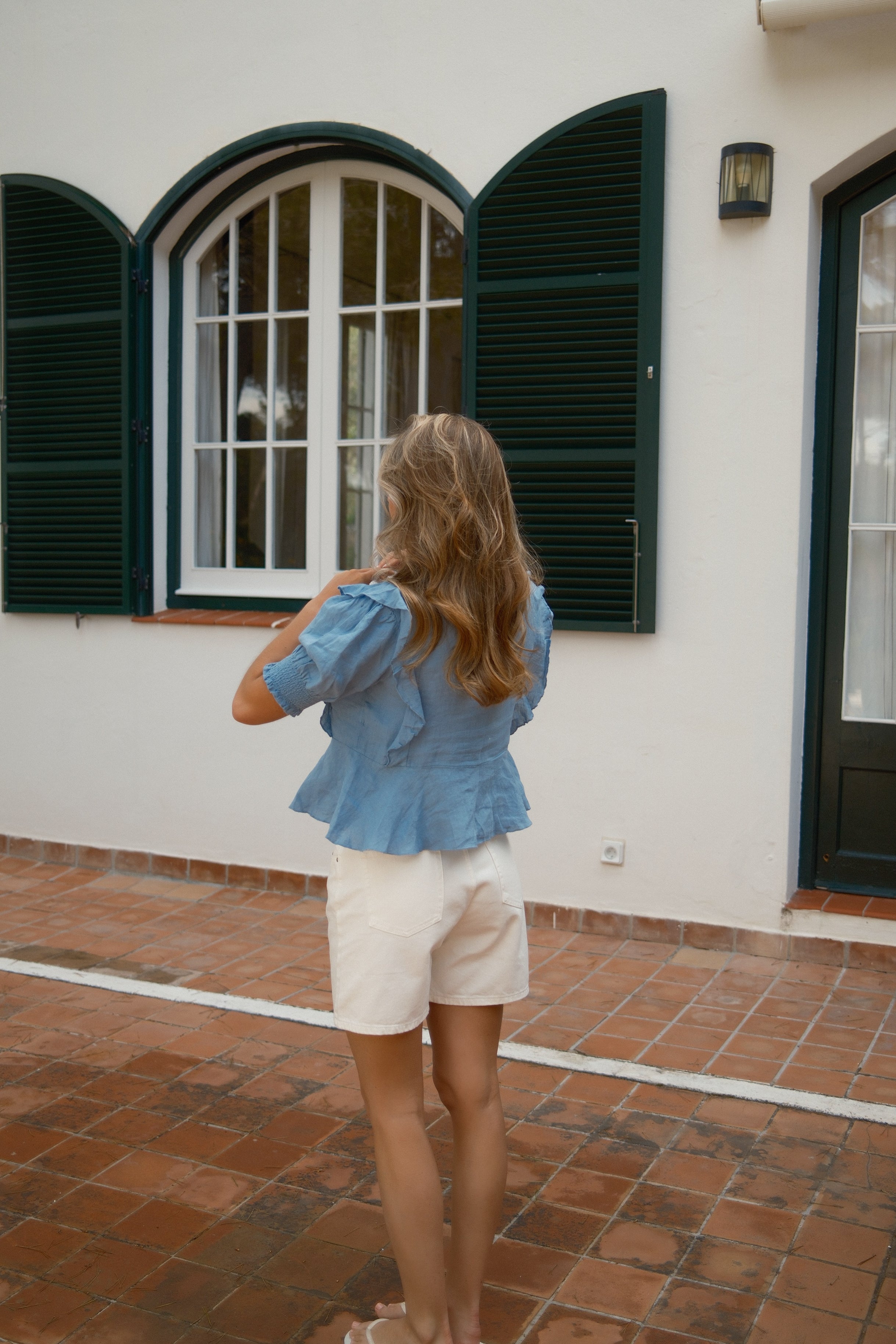 100% LINNEN YARA TOP DENIMBLUE