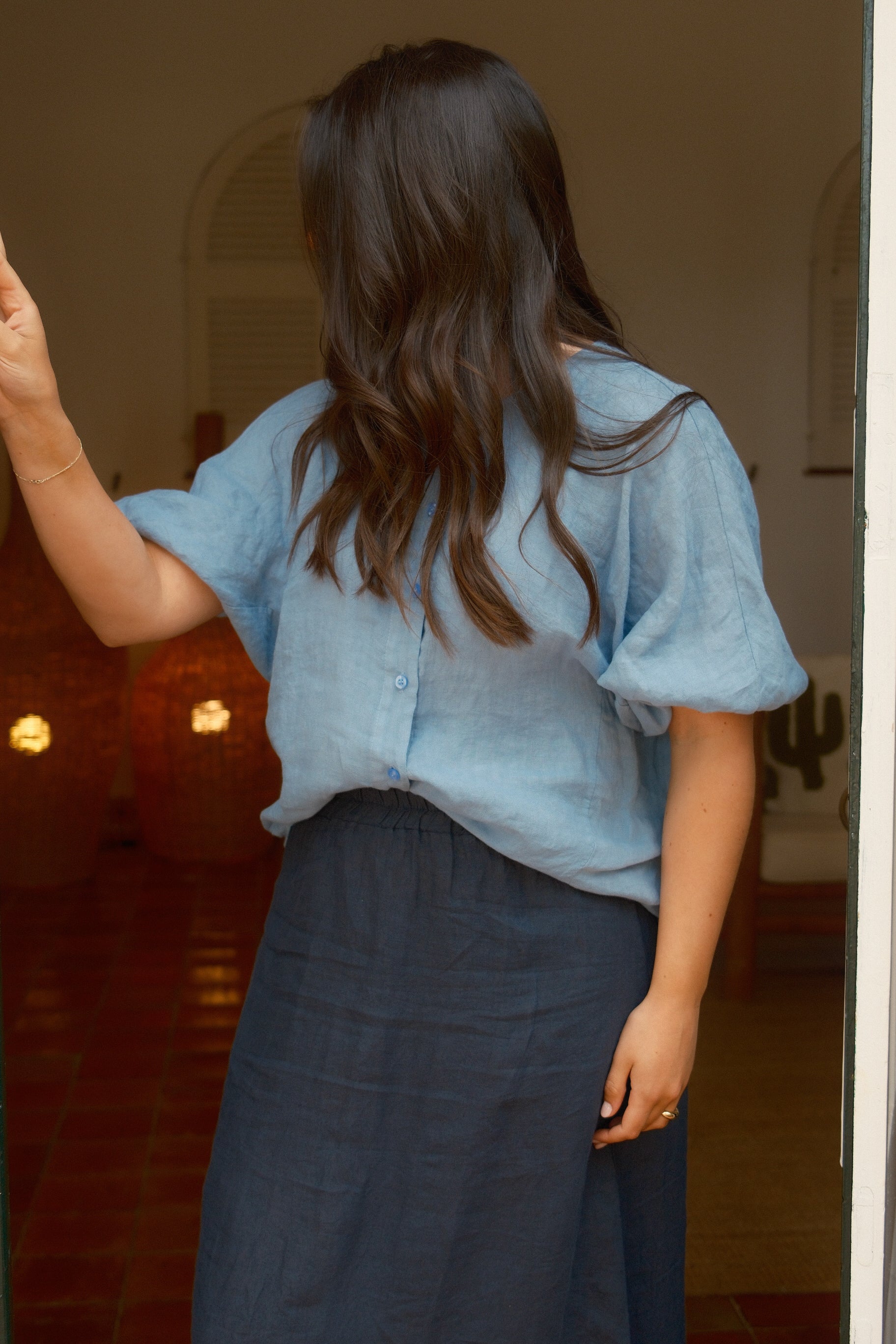 100% LINNEN JUNA SHIRT DENIMBLUE