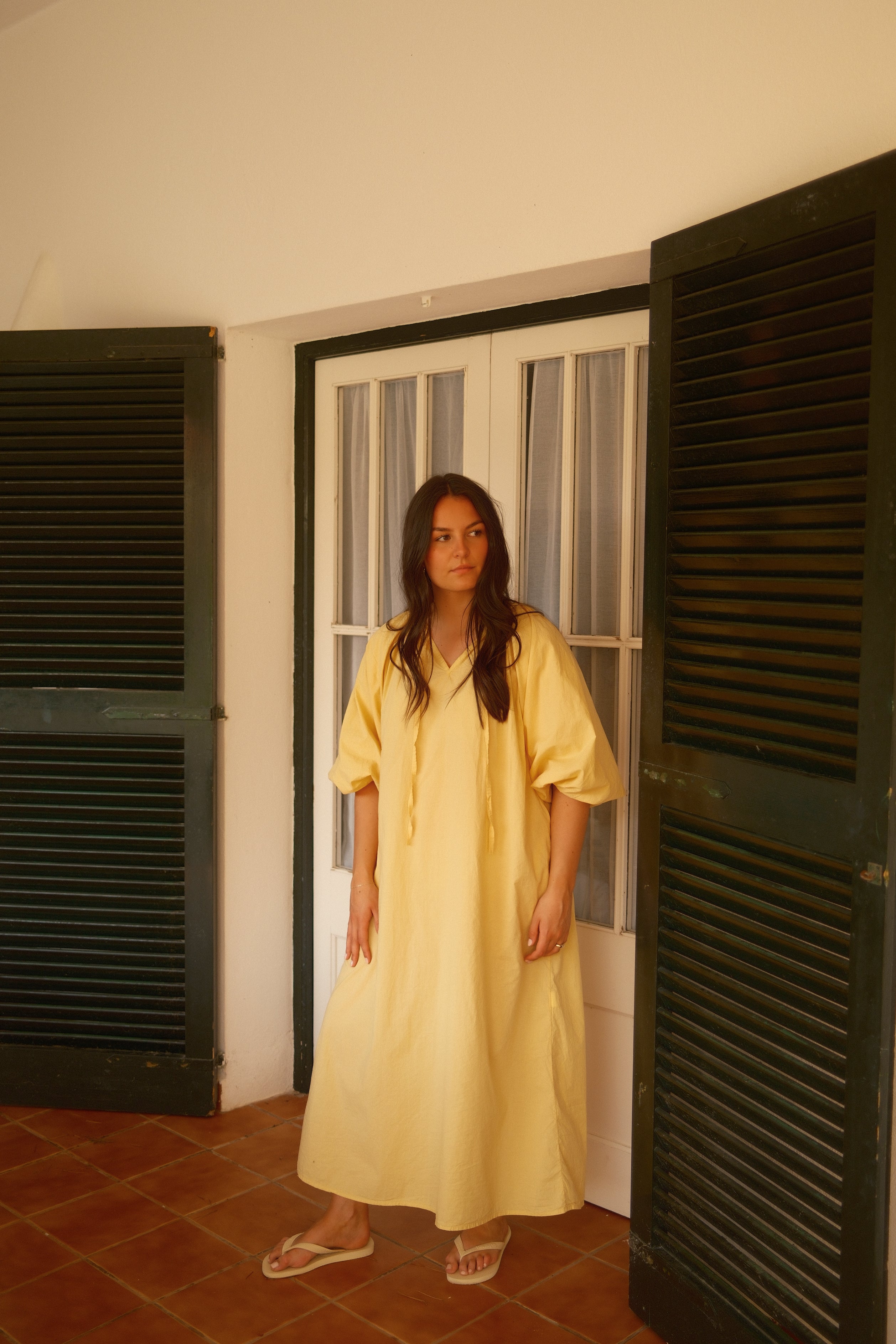 THE COTTON MAXI SPRING DRESS YELLOW