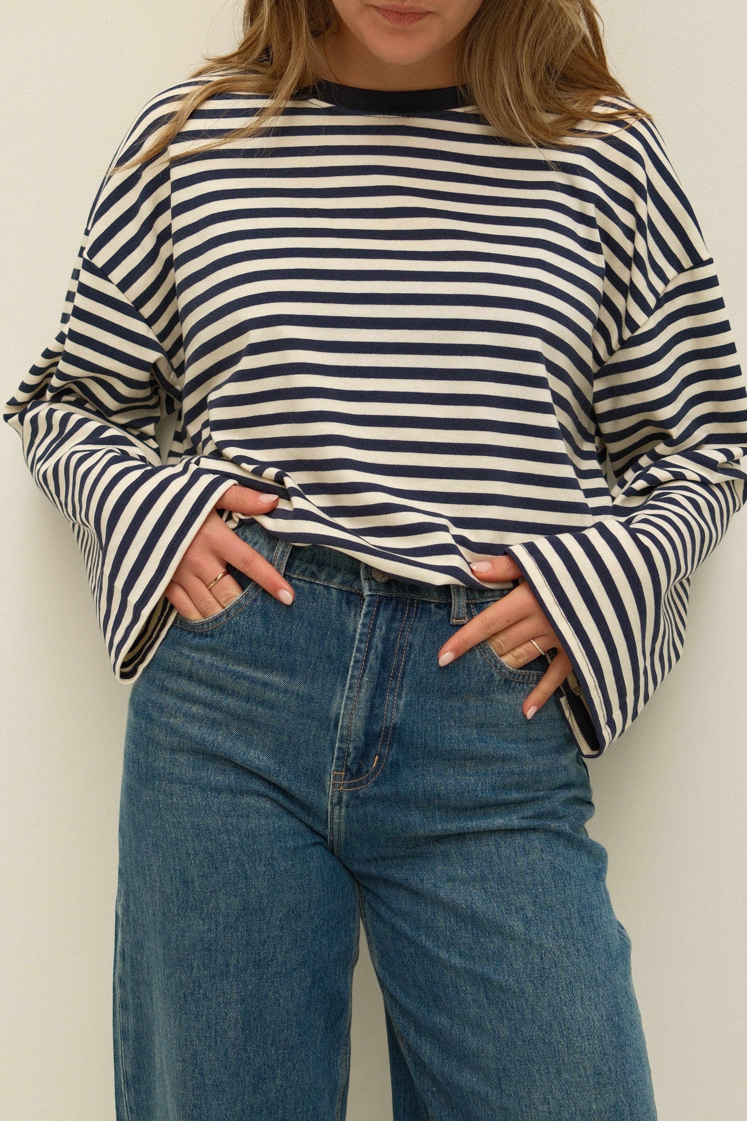 COTTON STRIPED SAMMY TEE NAVY