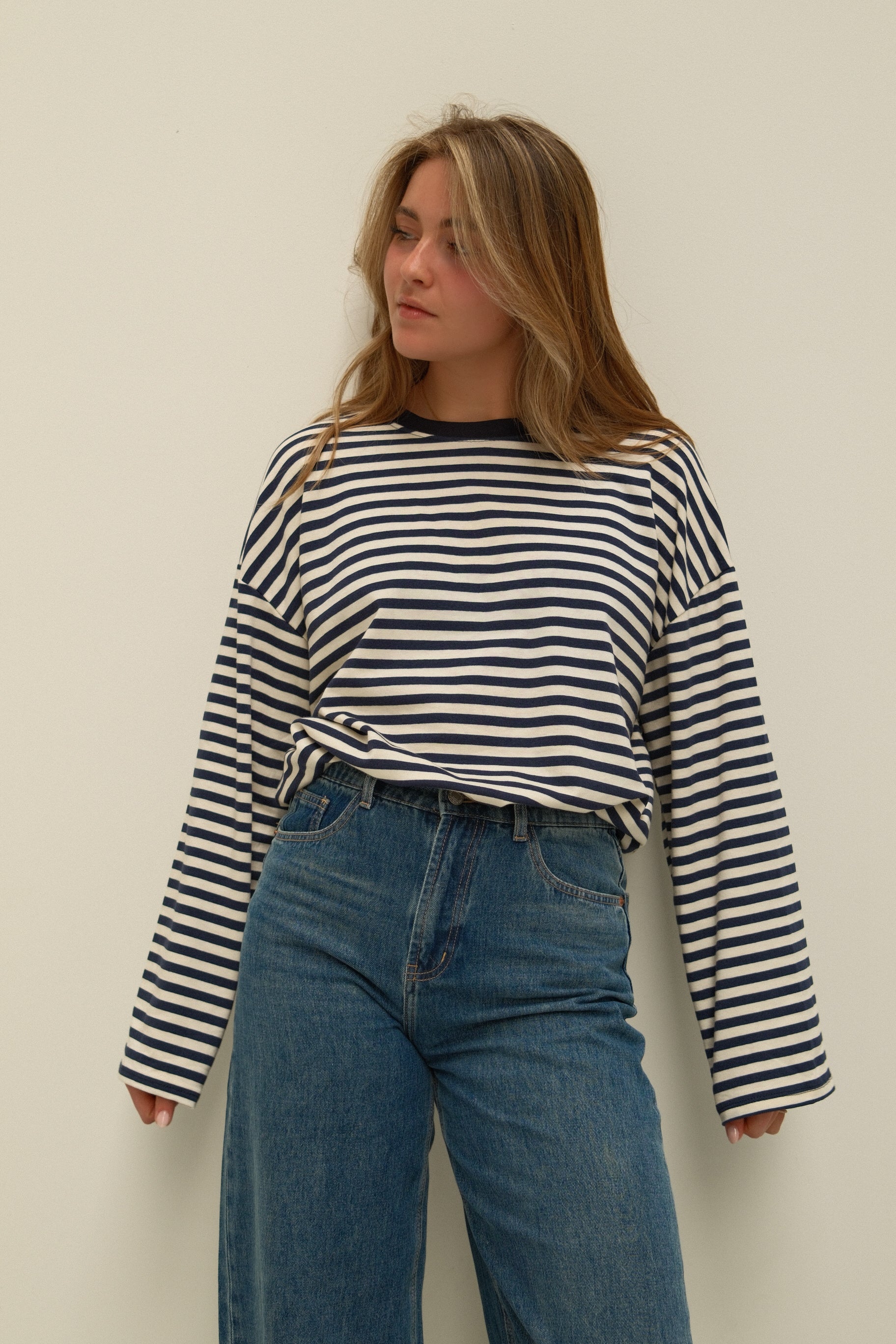 COTTON STRIPED SAMMY TEE NAVY