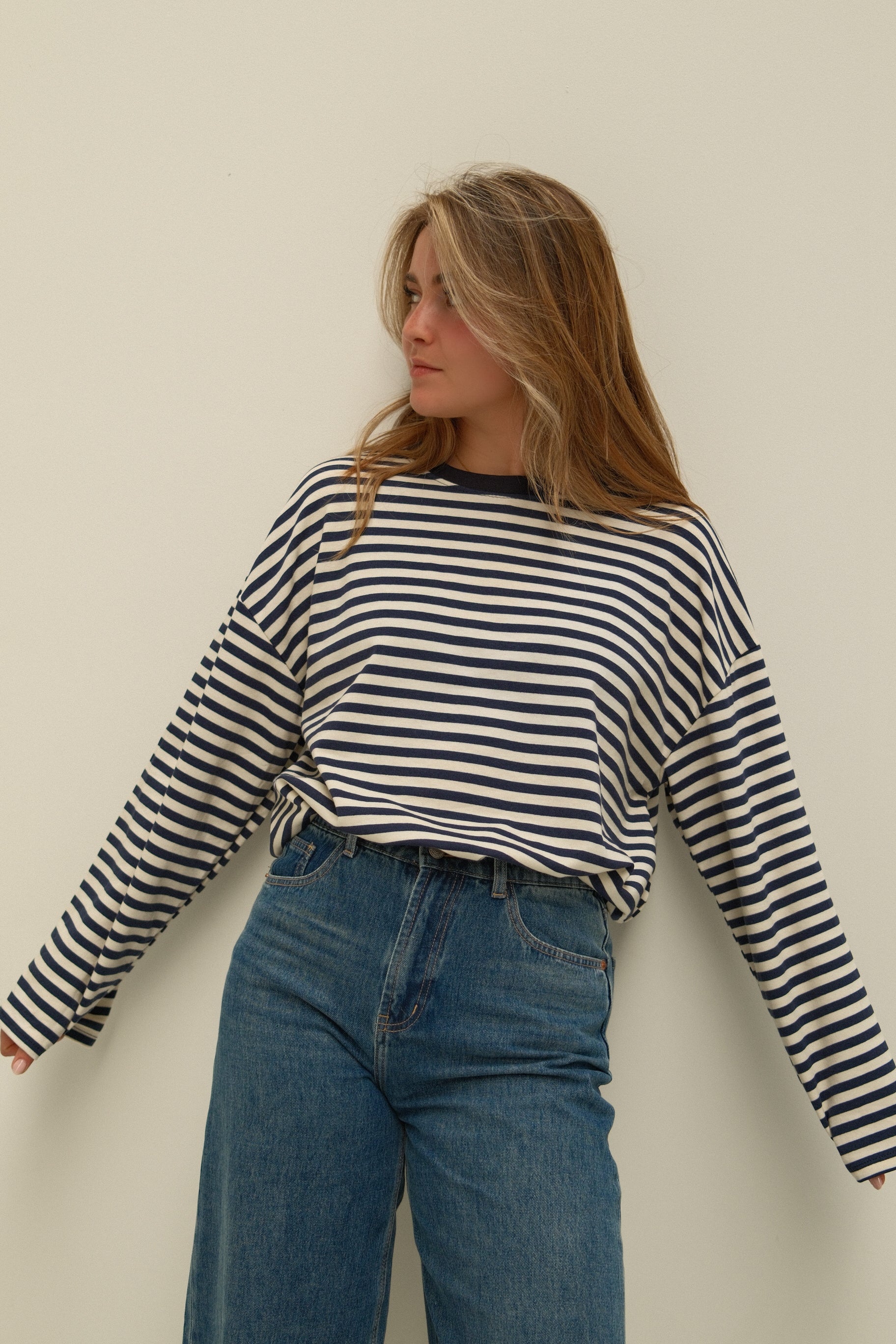 COTTON STRIPED SAMMY TEE NAVY