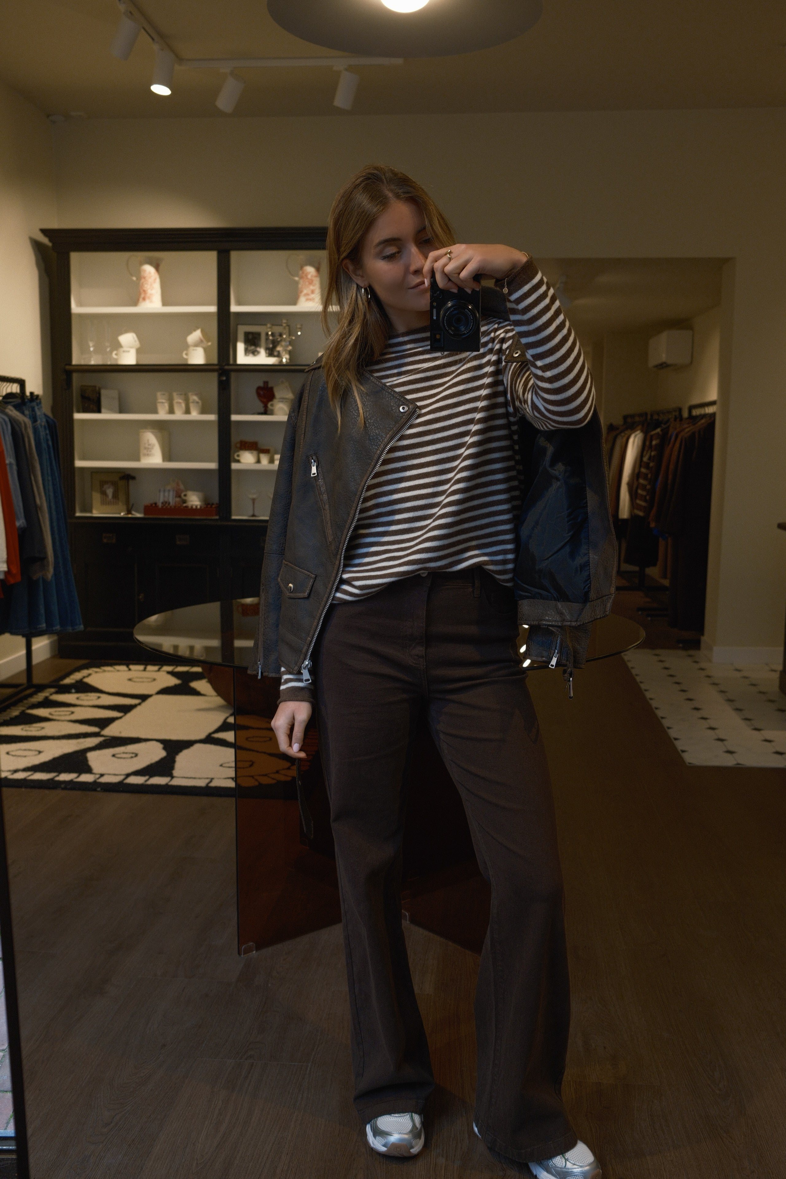 CASHMERE WOOLMIX KNIT STRIPED CHOCO