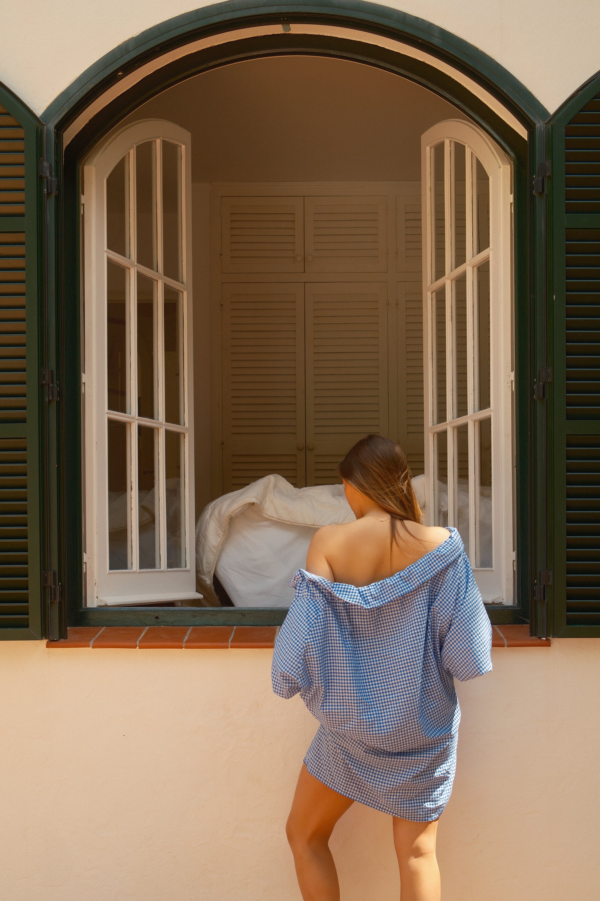 VICHY DRESS PETROL BLUE