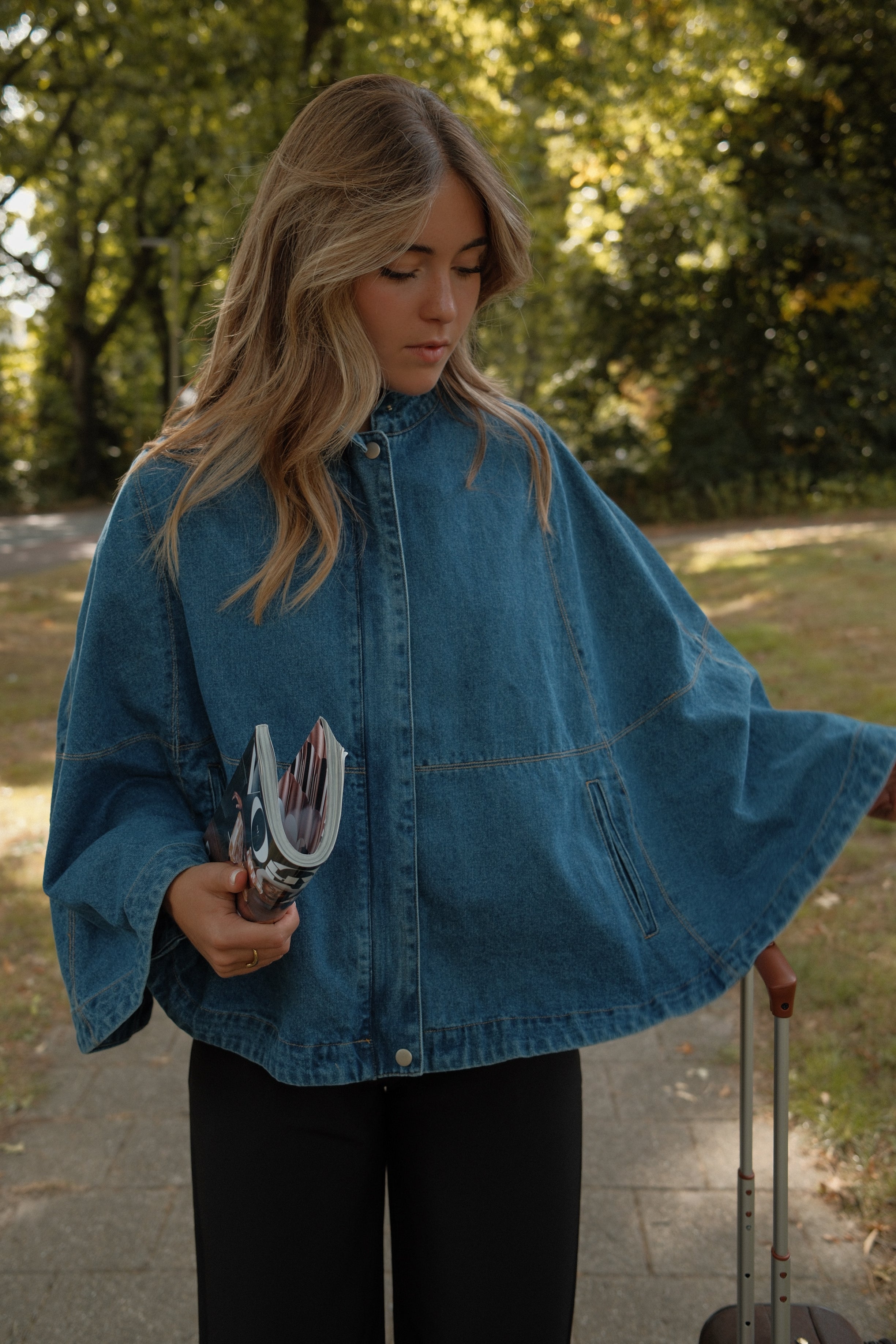 PONCHO COAT DENIM