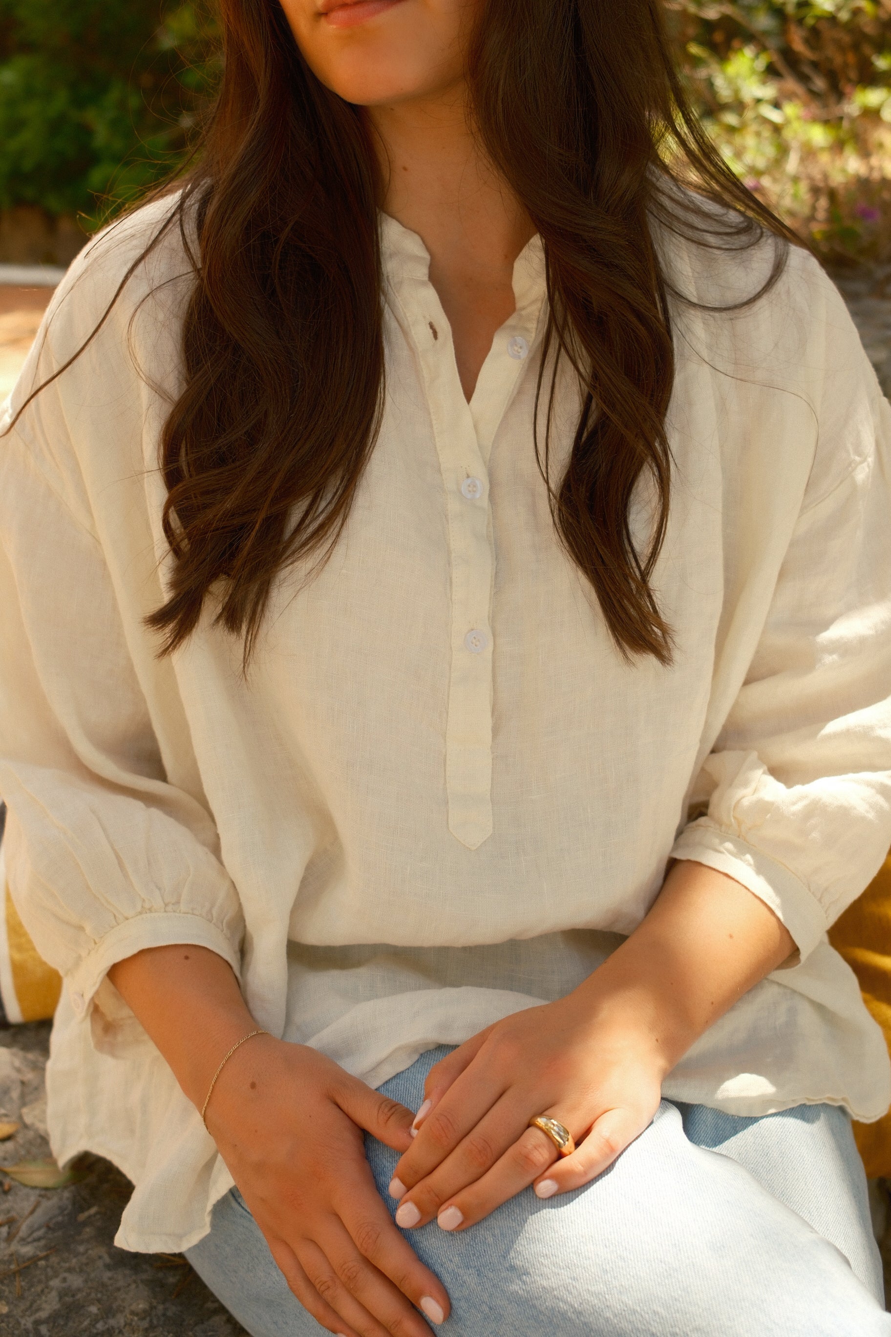 100% LINNEN VENICE BLOUSE ECRU