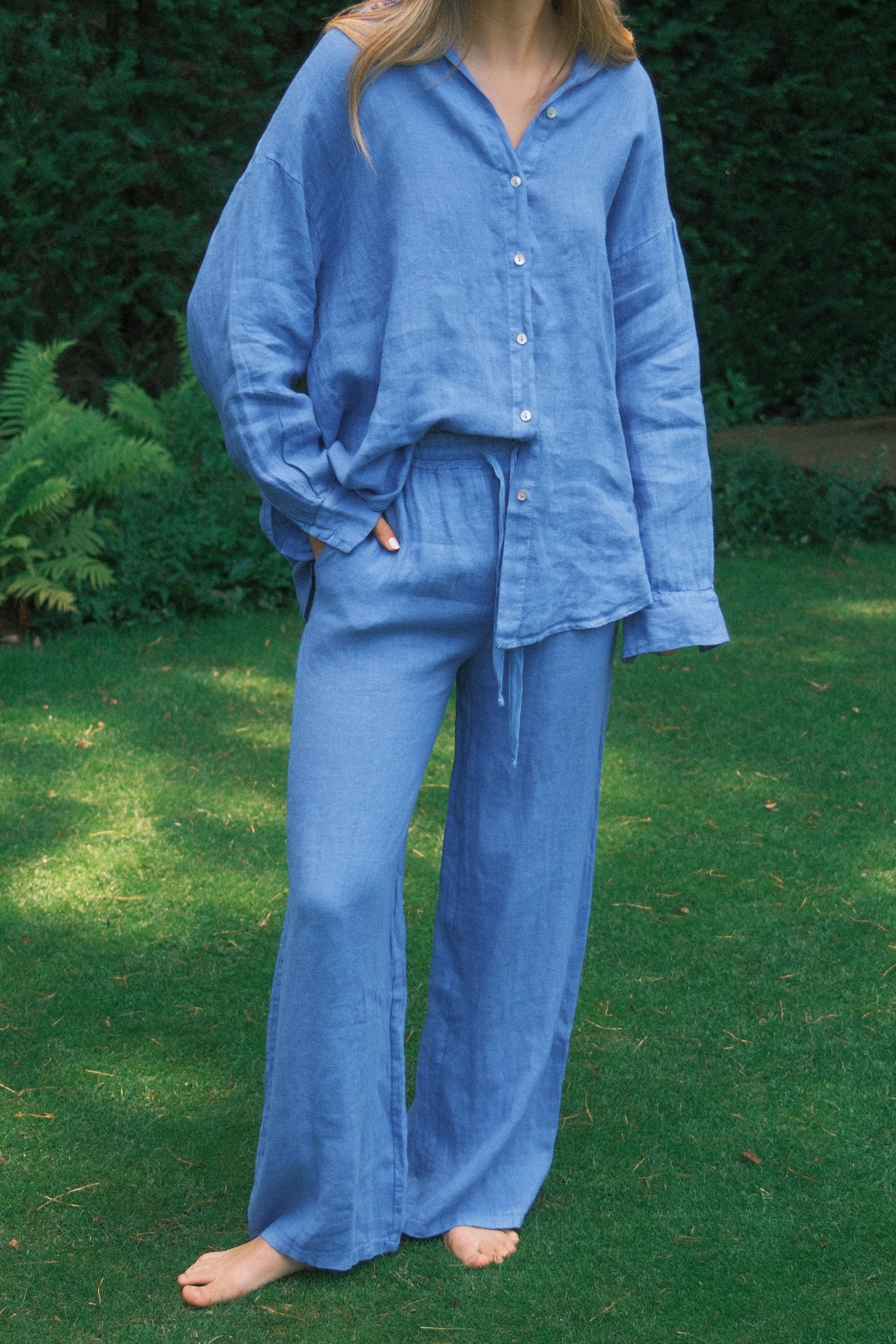 100% LINNEN MAEVE PANTS COBALT BLUE