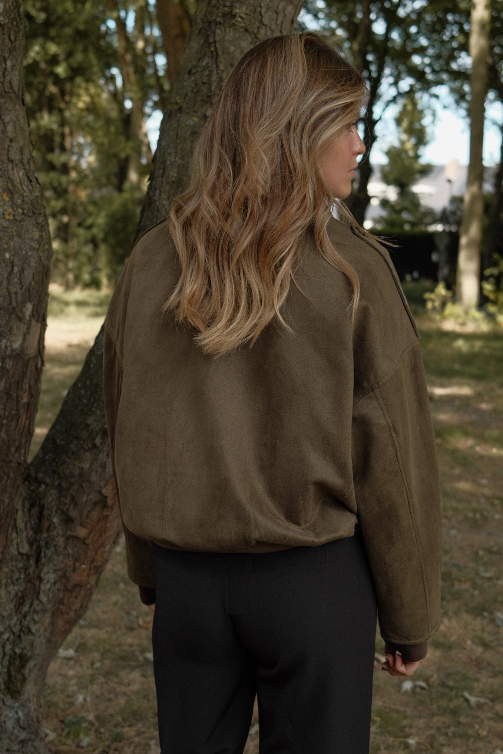 BOMBER SUEDE ARMY GREEN