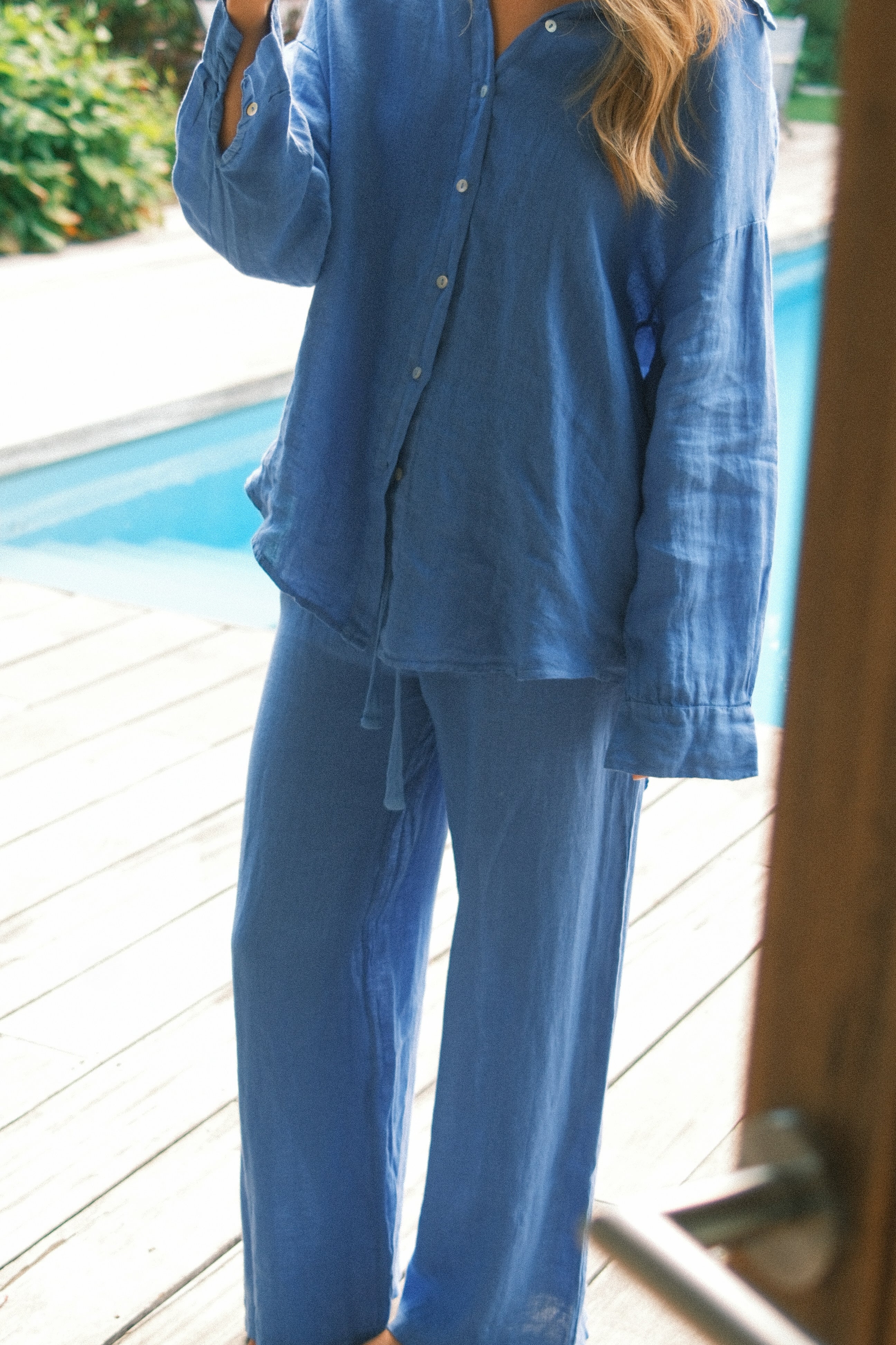 100% LINNEN MAEVE PANTS COBALT BLUE