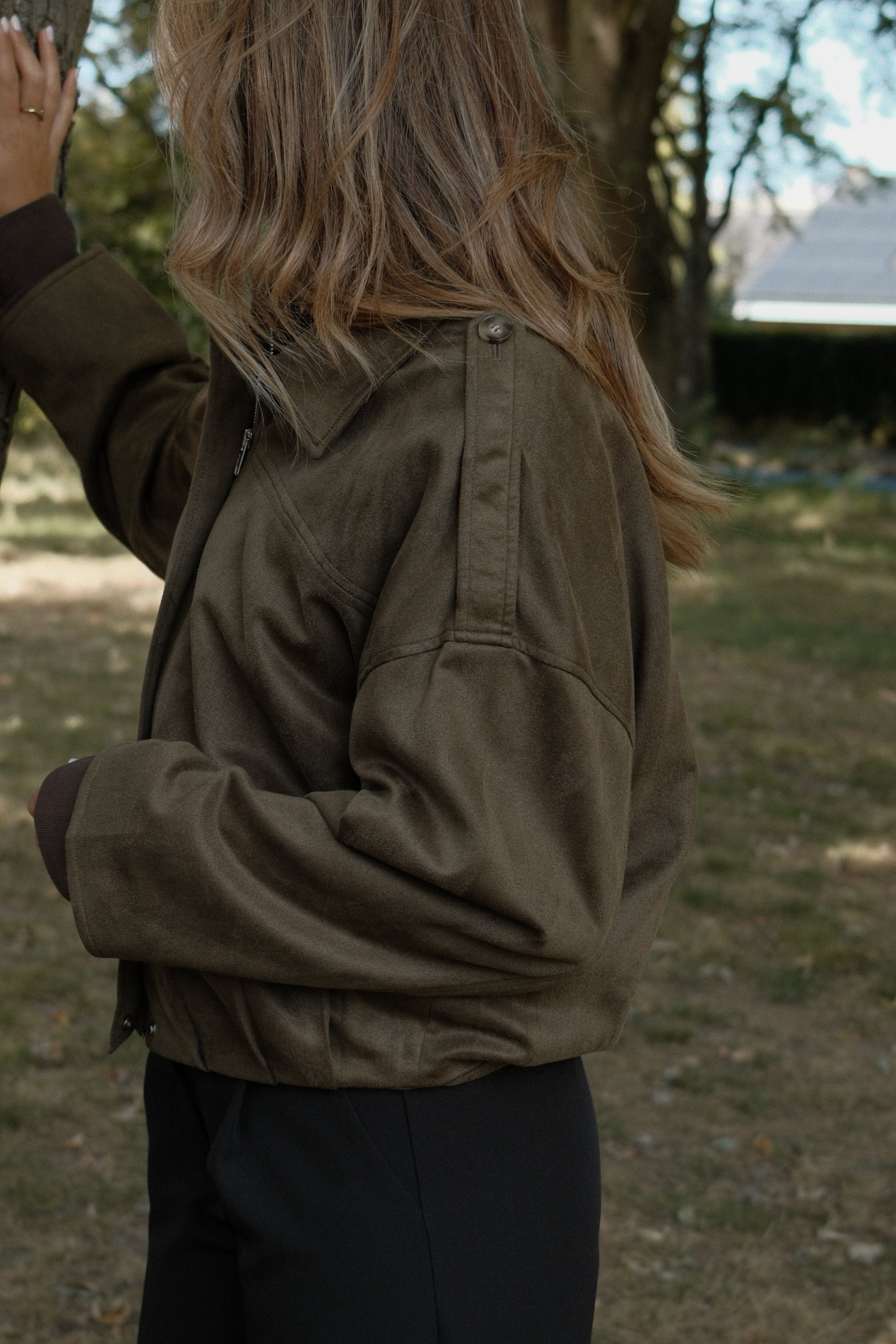 BOMBER SUEDE ARMY GREEN