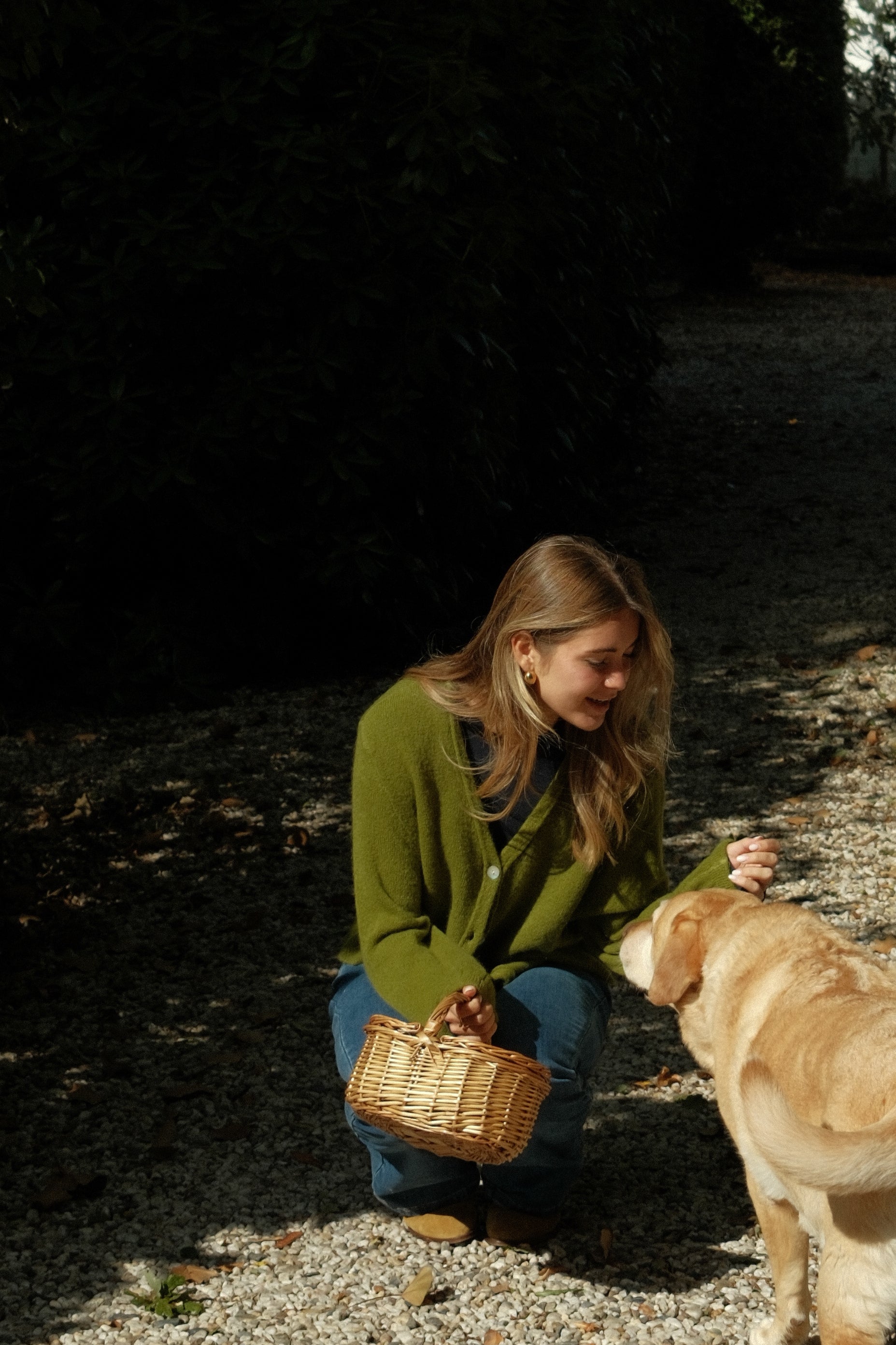 THE ALPACA V CARDIGAN OLIVE GREEN