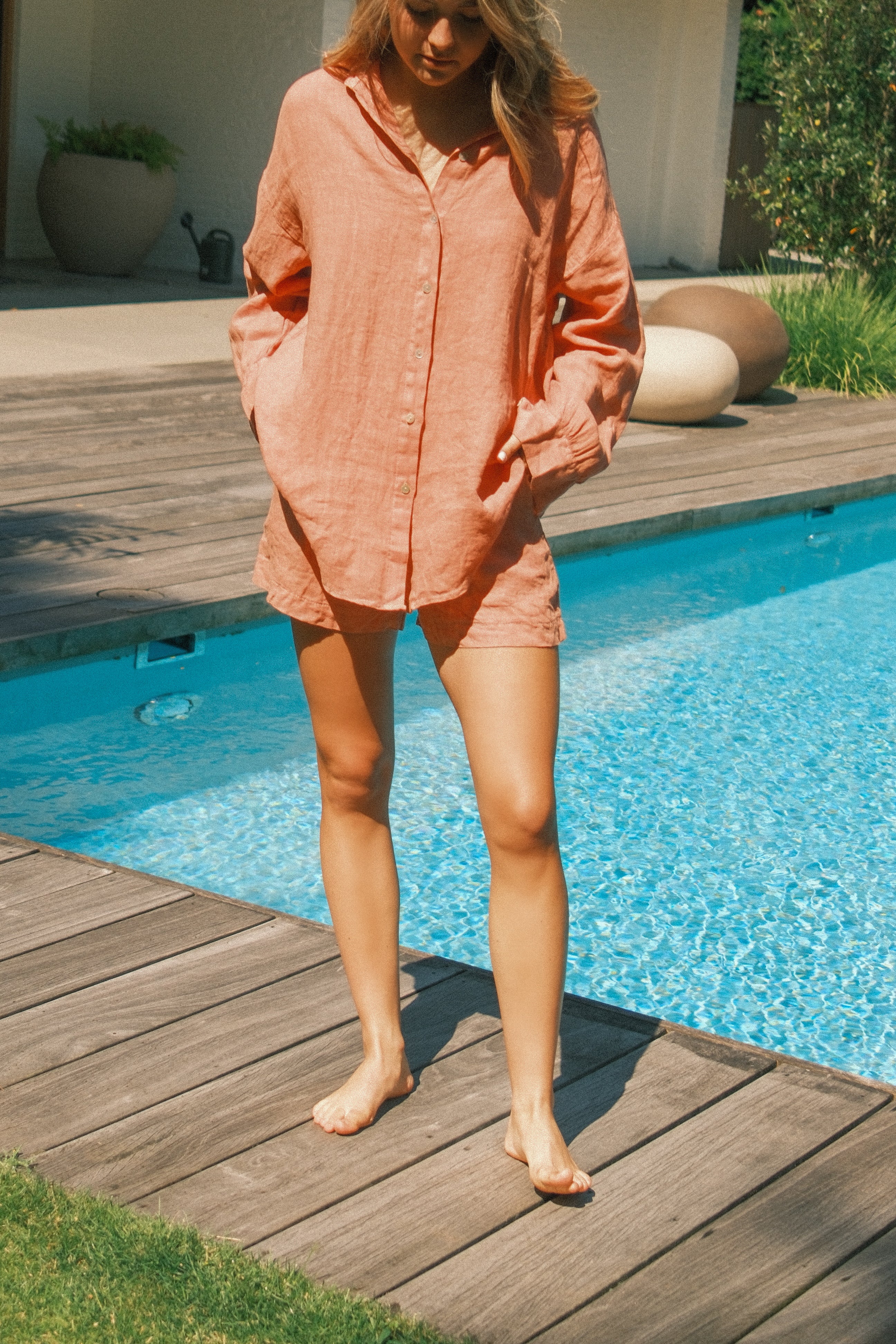 100% LINNEN OVERSIZED MAYA SHIRT TERRACOTTA