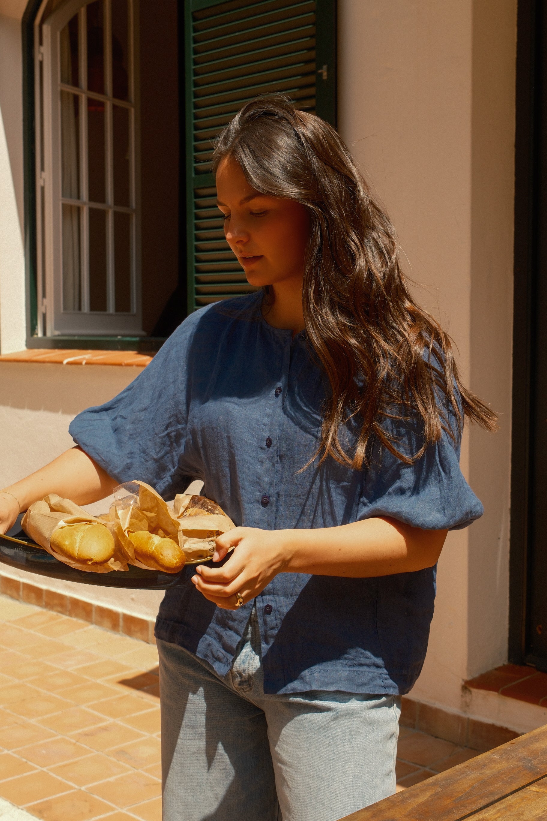 100% LINNEN JUNA SHIRT NAVY